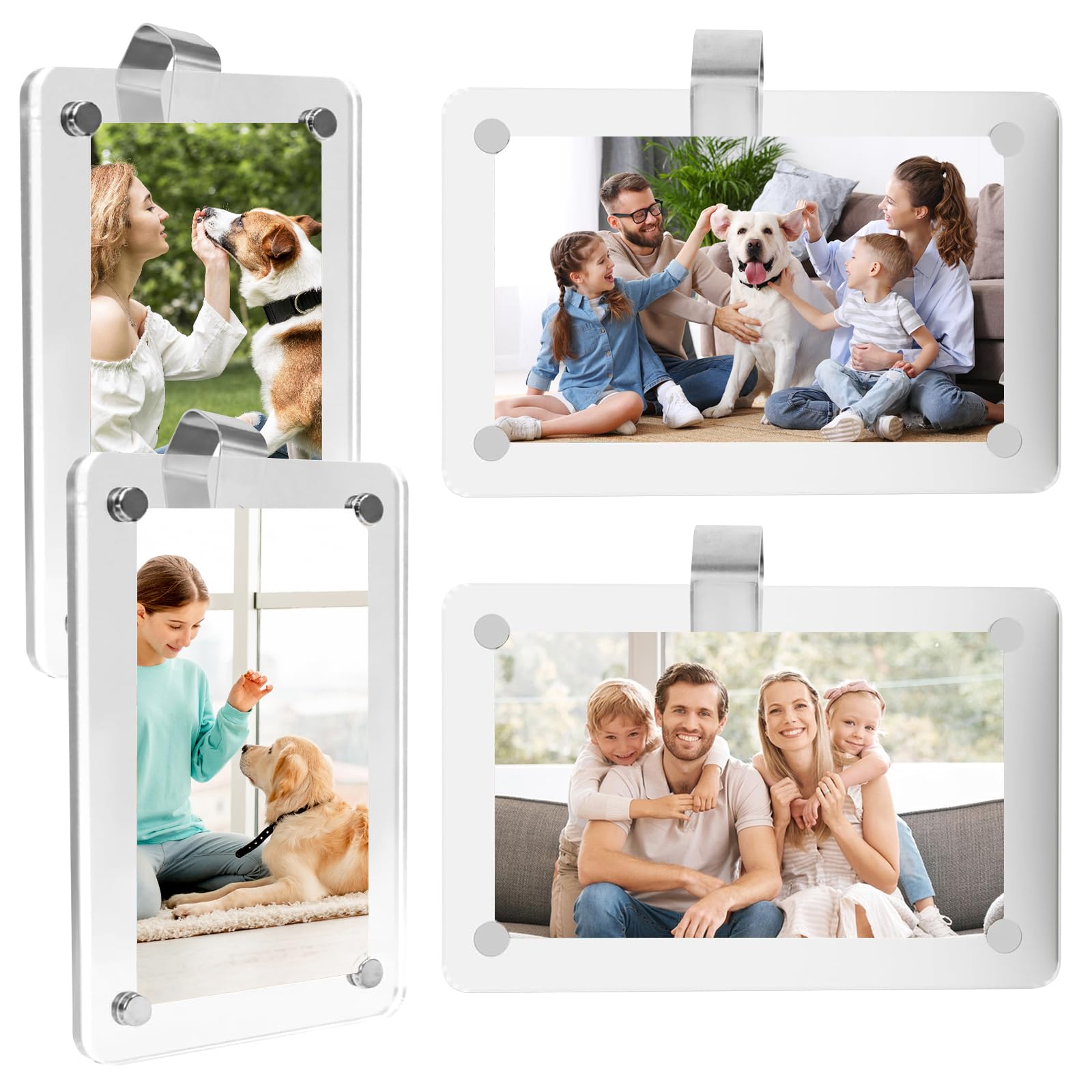 4 Pack Car Sun Visor Photo Holder, Acrylic Magnetic Personalized Photo Holder car Picture Frame, Personalized Car Accessories That Can Be Used to Add Personal Photos