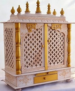 Aakrati Devyom Rajasthani Ethnic Handcrafted Wooden Temple/Mandir/Pooja Ghar/Mandapam 24x12x30 Inch