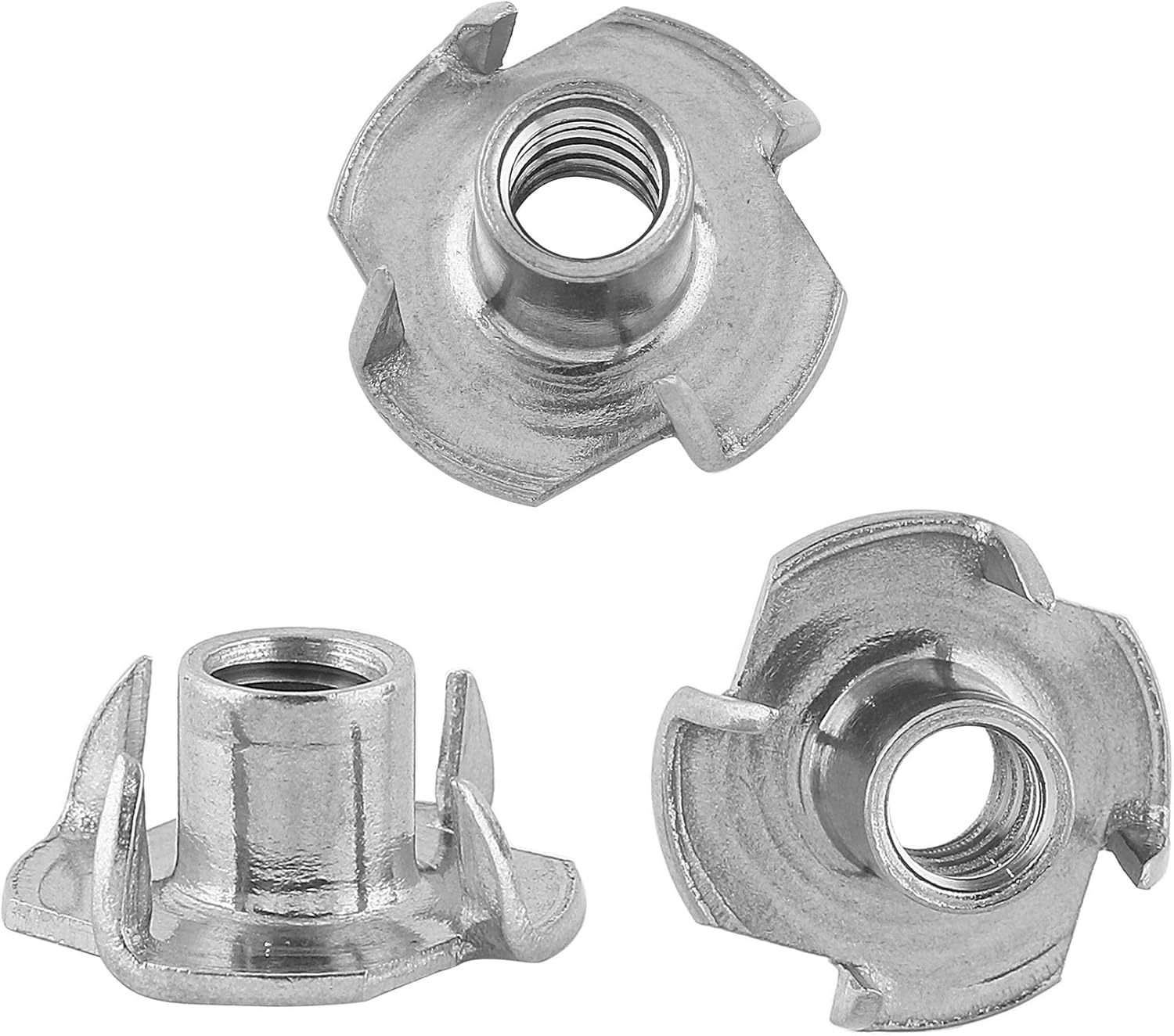 Stainless Steel 1/4 TNuts 4 Prong Tee Nut with 1/420 Threads for Indoor or