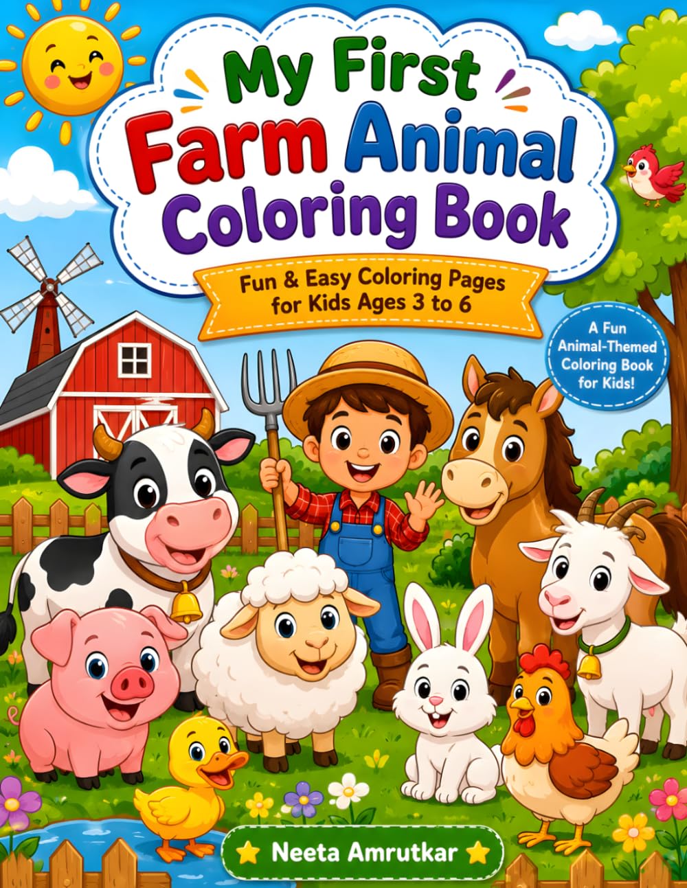 My First Farm Animal Coloring Book: Big and Bold Easy Coloring Pages of Cows, Tractors, and Barn Animals for Kids Ages 3-6