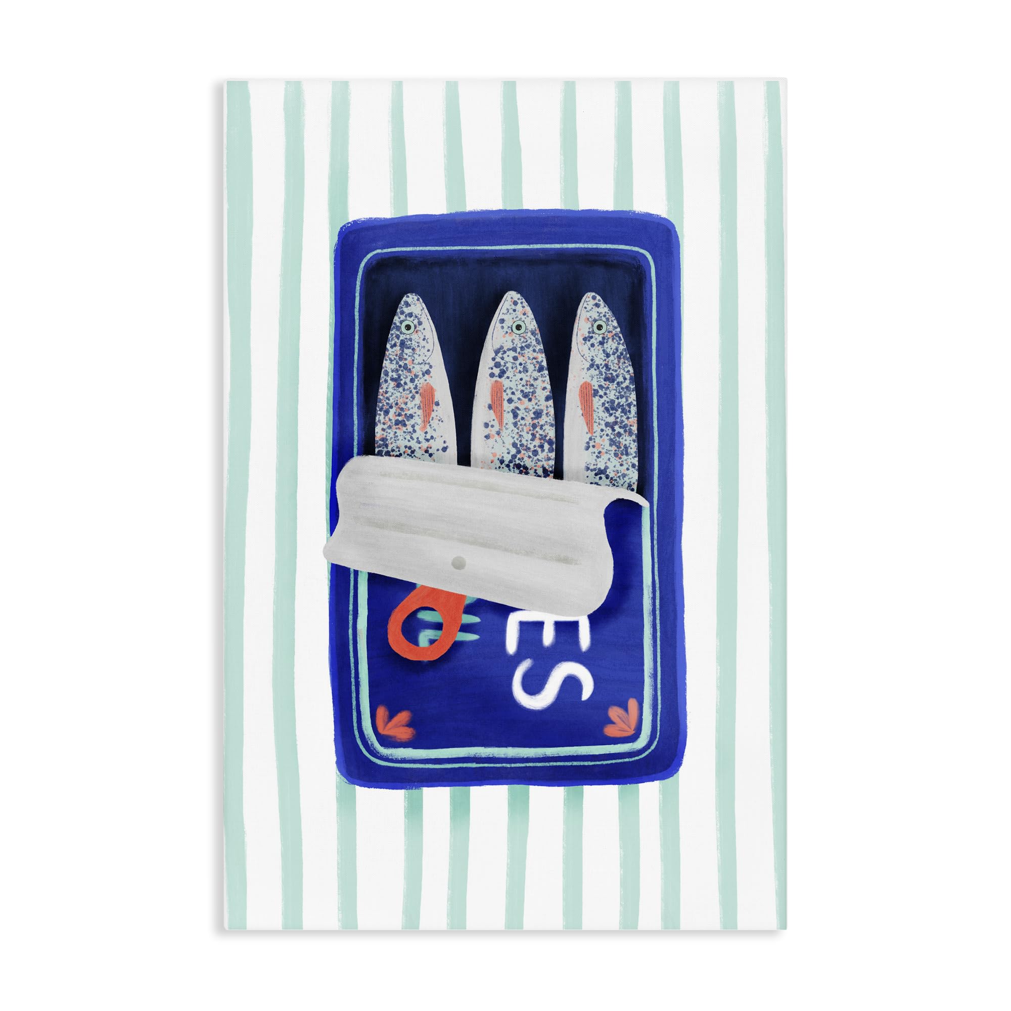 Stupell Industries Unframed 'Blue Sardines On Stripes'| Canvas Art