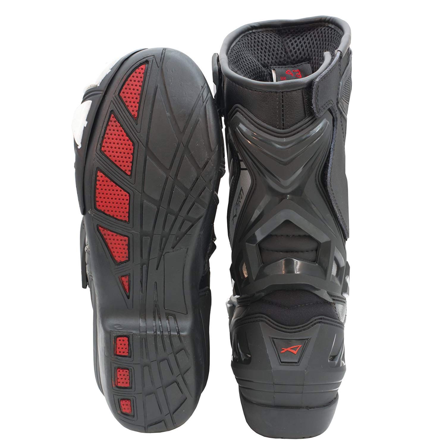 A-Pro Stivali Moto Sport Racing Pista Strada Tecnico Microfibra Colori (41 EU, Nero)