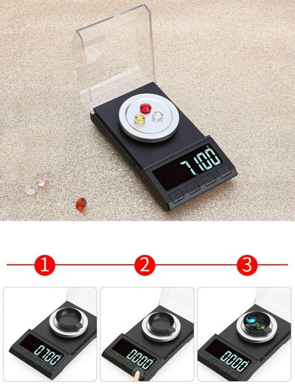 Balanzas electrónicas de Cocina Báscula electrónica báscula de joyería Digital 100G báscula electrónica USB de Alta precisión Mini báscula de joyería Balanzas Digitales portátiles(50g/0.001g)