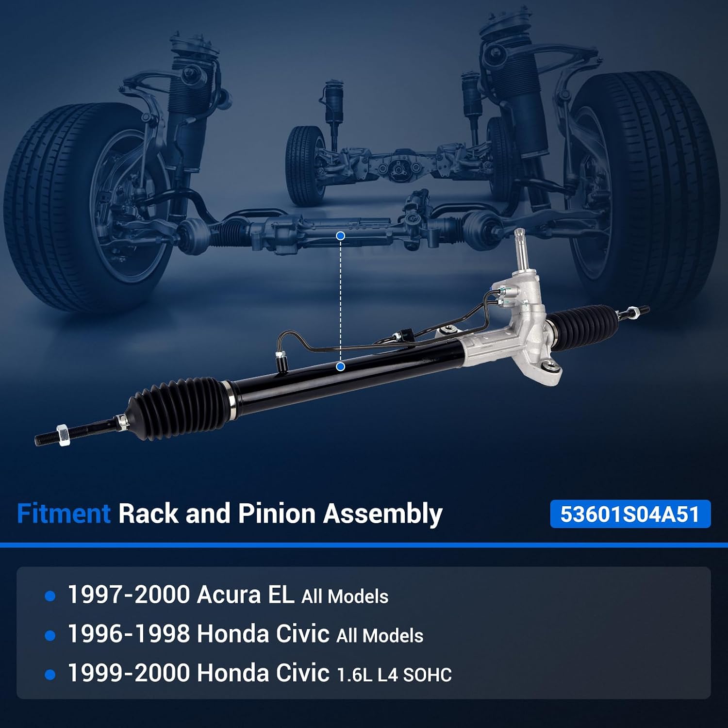 Autoround 53601S04A51 Power Steering Rack and Pinion Assembly Compatible with Honda Civic 1996-2000 & Acura EL 1997-2000