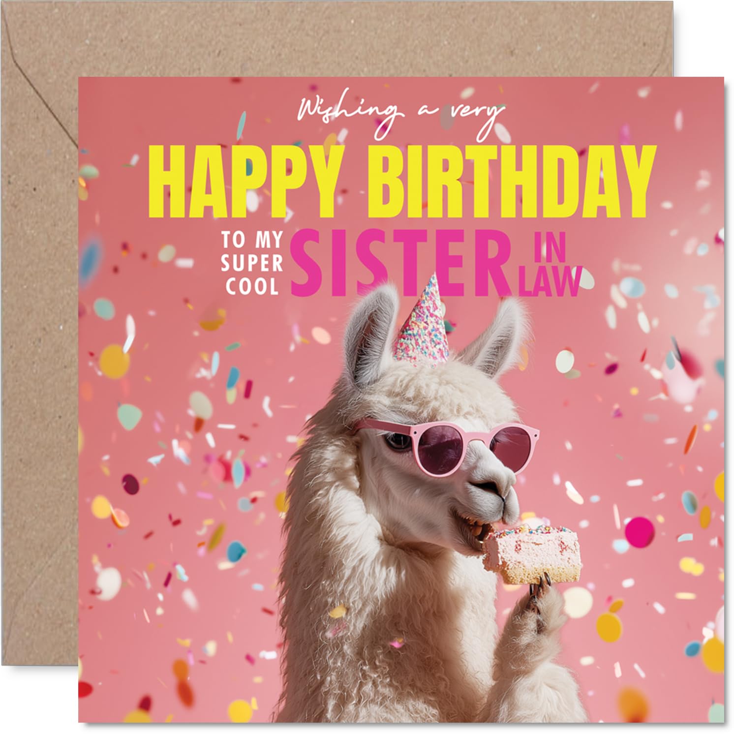 Sister in Law Birthday Card - Llam-azing Cake - Happy Birthday Card for Sister in Law from Brother Sibling, 145mm funny llama Bday Greeting Cards