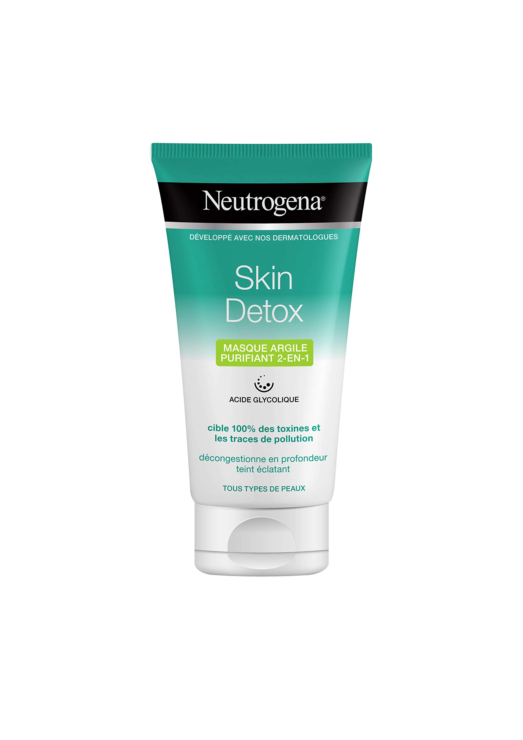 Neutrogena - 2 w 1 oczyszczająca maska z gliny Skin Detox (tubka 150 ml) – maska przeciw toksynom i zanieczyszczeniom – maska na twarz dla promiennej cery