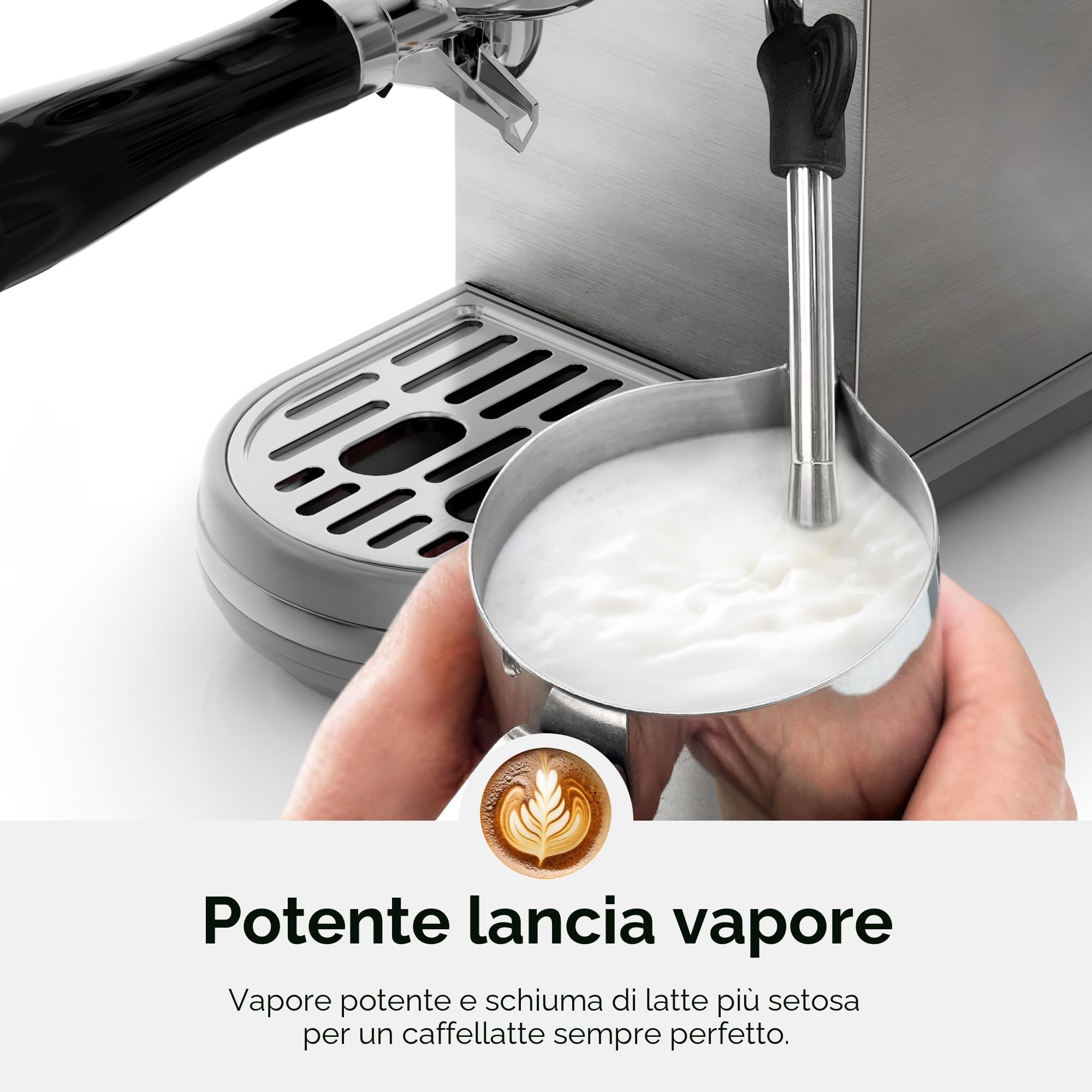 HIBREW Macchina per caffè espresso programmabile, H10B, acciaio inox spazzolato, temperatura regolabile e volume tazza, pulitore a vapore per montalatte