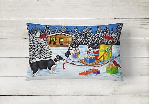 Miniatura 2 de Caroline's Treasures AMB1318PW1216 Almohada decorativa de tela de lona de husky siberiano de Navidad, lavable a máquina, almohada decorativa para