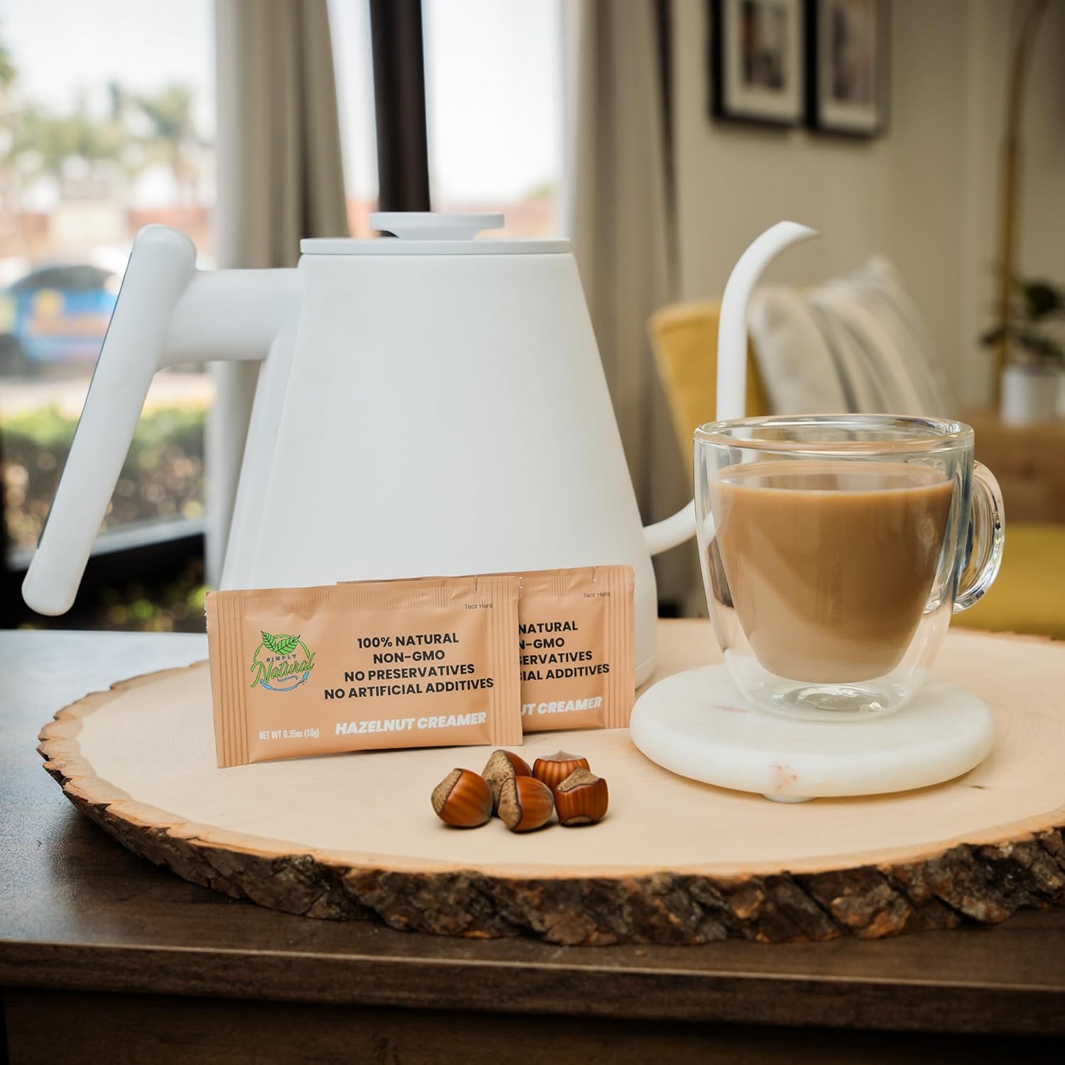 Simply Natural Hazelnut Sweetened Condensed Milk Creamer Single-Serve 10 grams sachet, All Natural Coffee/Tea Creamer (200 sachets box, Hazelnut flavor)