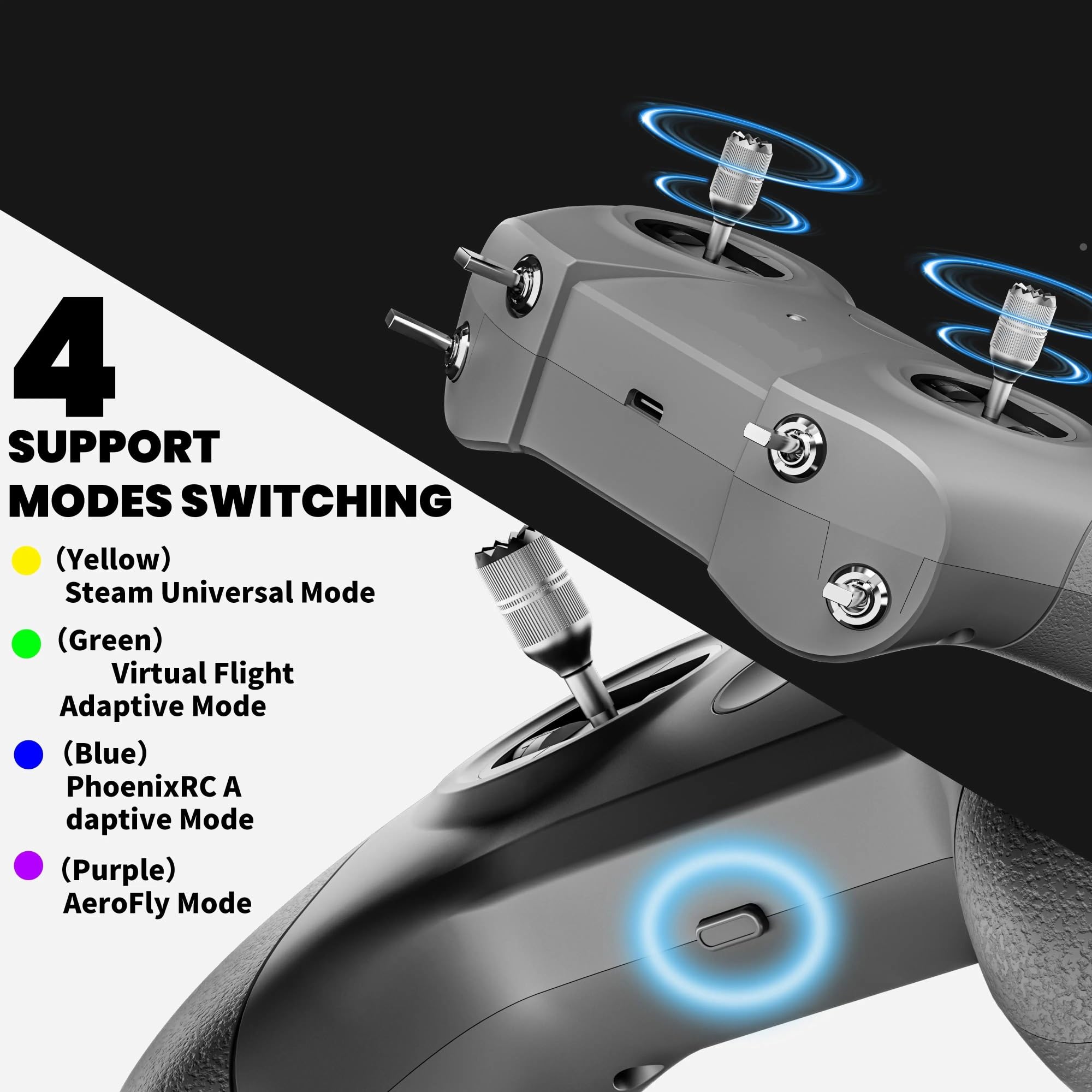 Compatible Con Simuladores De Drones DJI FPV, Controlador De Entrenamiento S8 V3 Con 4 Modos De Vuelo Y Control Remoto USB.(Mode 2(Left Hand))