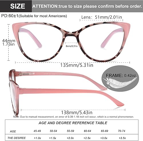 Miniatura 3 de EYEURL Paquete de 5 lentes de lectura para mujer, diseño de ojo de gato, bloqueo de luz azul, lentes de computadora de moda con bisagra de resorte,