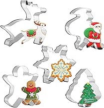 5 Pieces Christmas Cookie Cutter - Gingerbread Man, Christmas Tree, Snowflake, Santa - Stainless Steel Xmas Cookie Cutters for Baking
