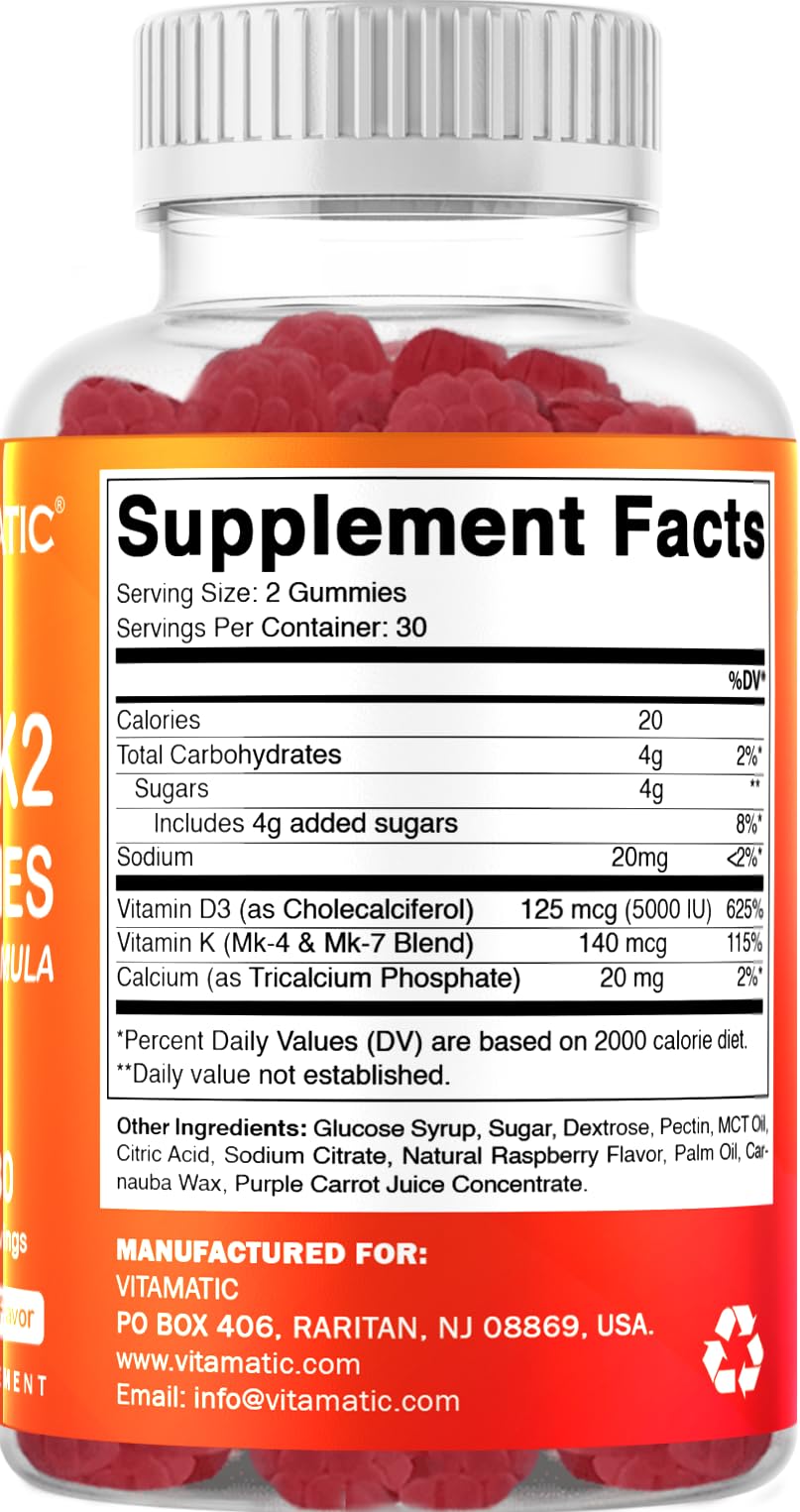 Vitamatic Vitamin D3 + K2 Gummies 60 Count — Amazon image 8