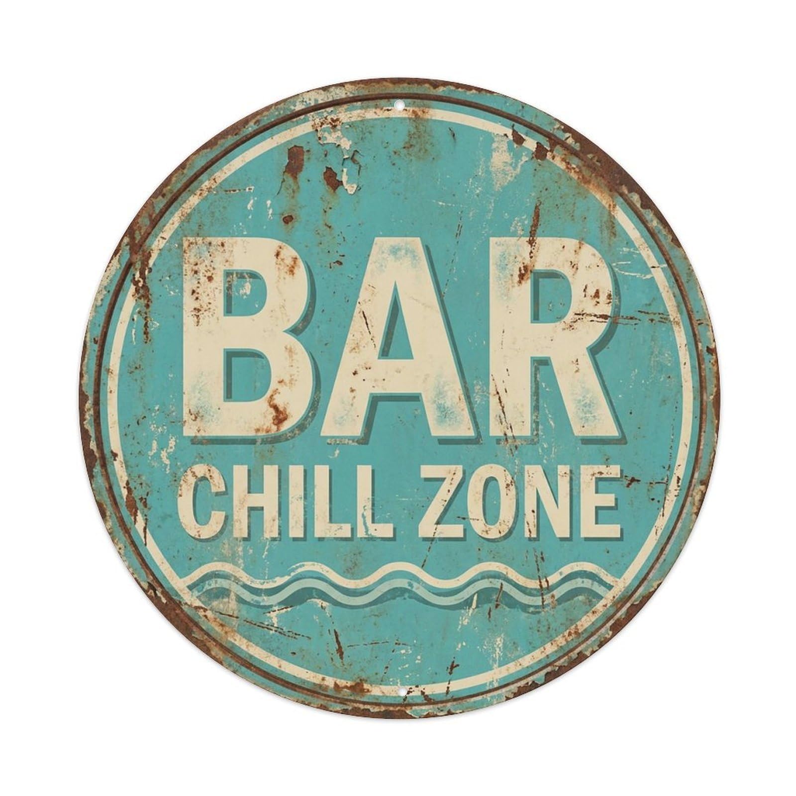 Vintage Beer BAR Chill Zone Retro for Pub Vintage Metal Tin Sign Plaque Wall Decor for Cafe, Club Bar, Office, Garden Metal Poster 8x8Inch