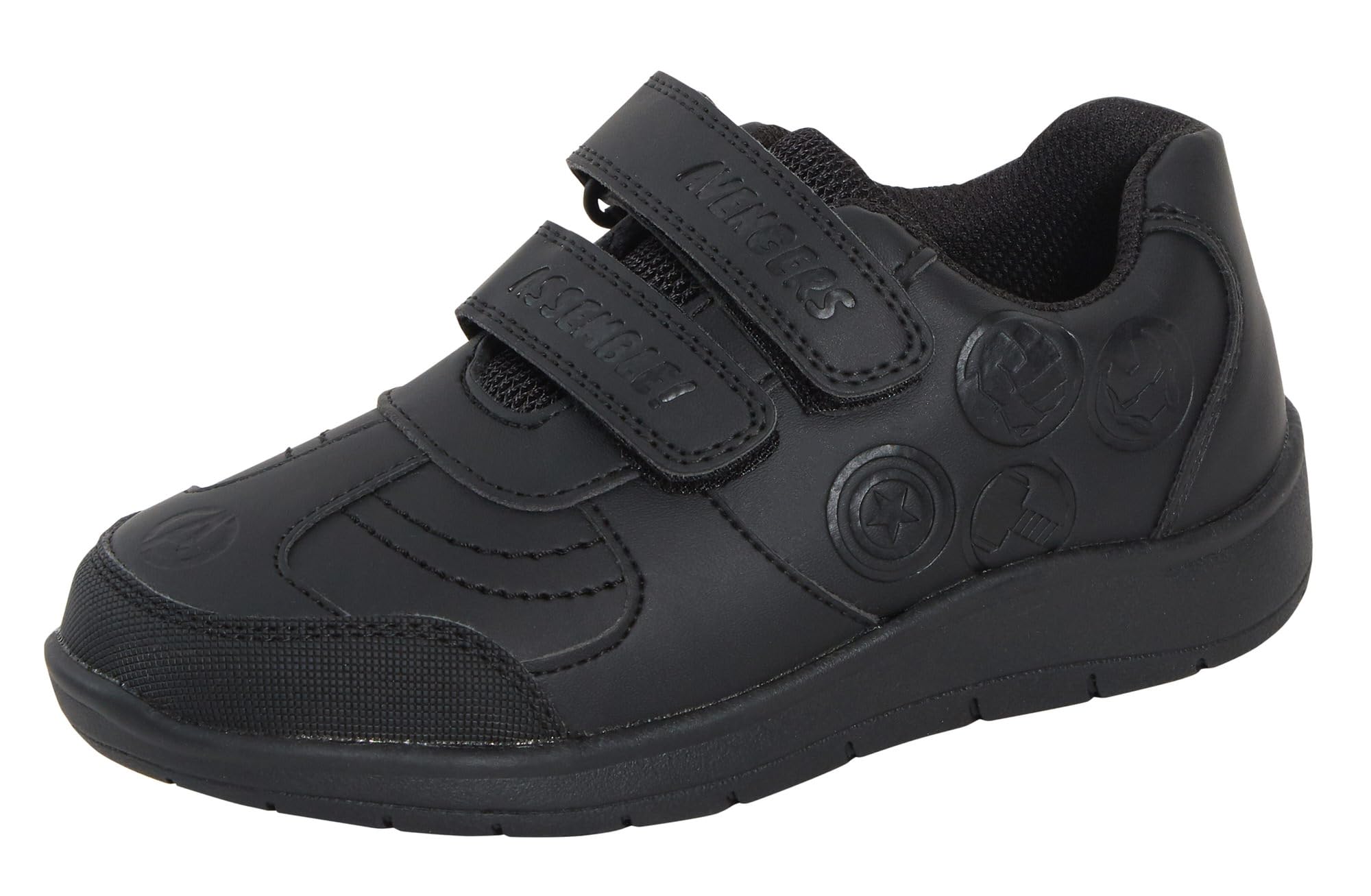 Marvel Avengers Zapatos Escolares para Niños Zapatillas Deportivas Negras Zapatos Formales Correas De Sujeción Fáciles De Tocar