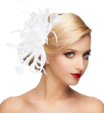 dressfan Fascinator Hat Headpiece Womens 20s Vintage Wedding Hair Accessories for Derby/Wedding/Cocktail/Tea Party