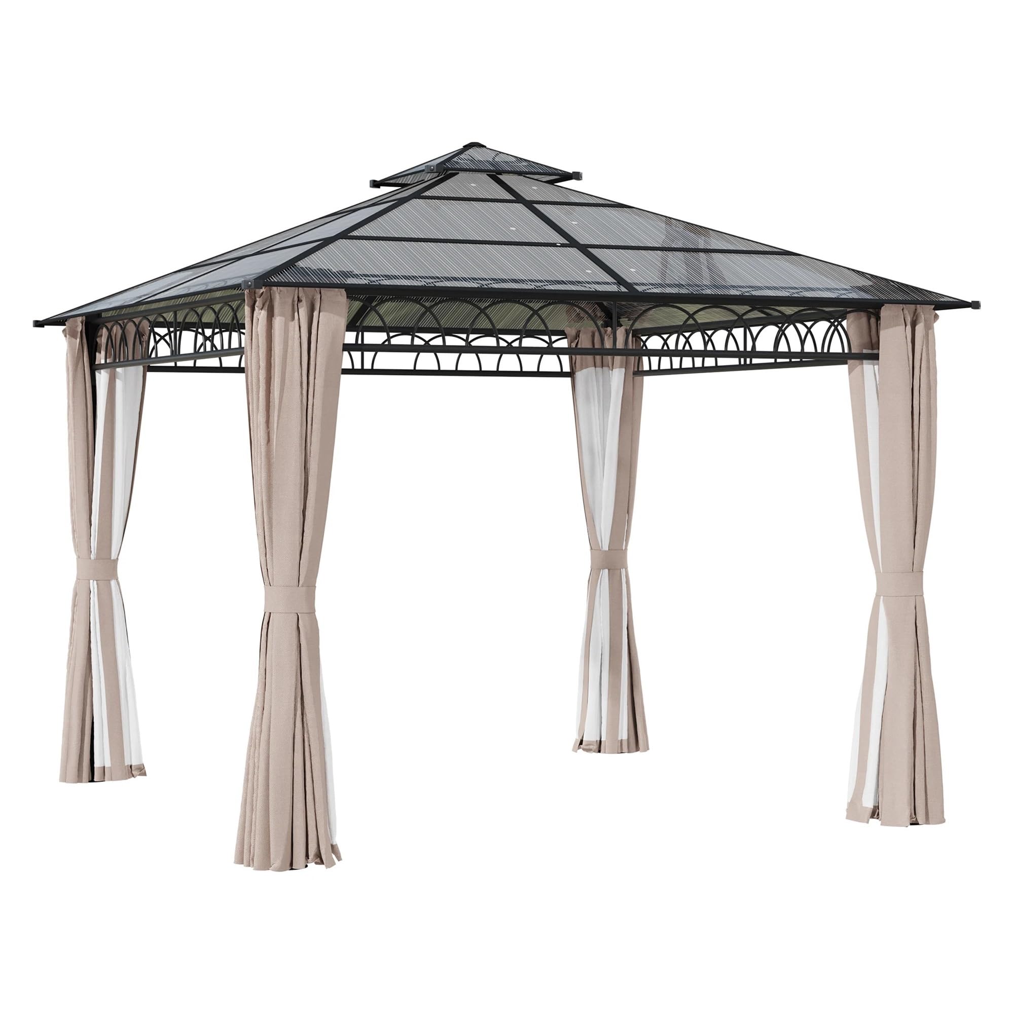 Gazebo Gazebo da esterno in policarbonato, gazebo rigido a doppio tetto con struttura in acciaio zincato(Dark grey)