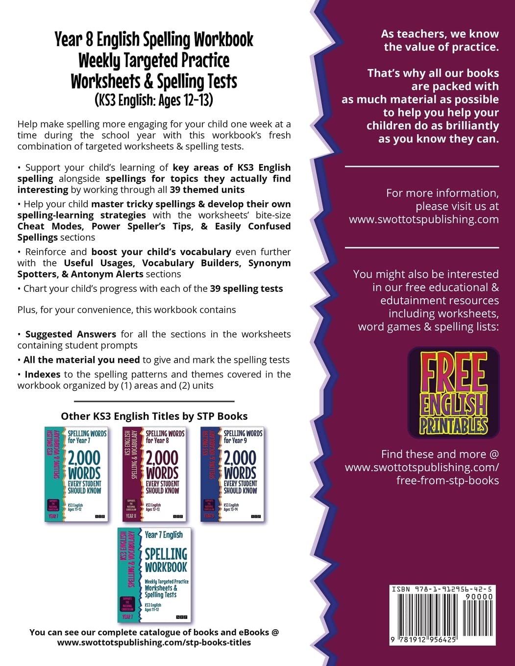 Year 8 English Spelling Workbook: Weekly Targeted Practice Worksheets & Spelling Tests (KS3 English Ages 12-13)