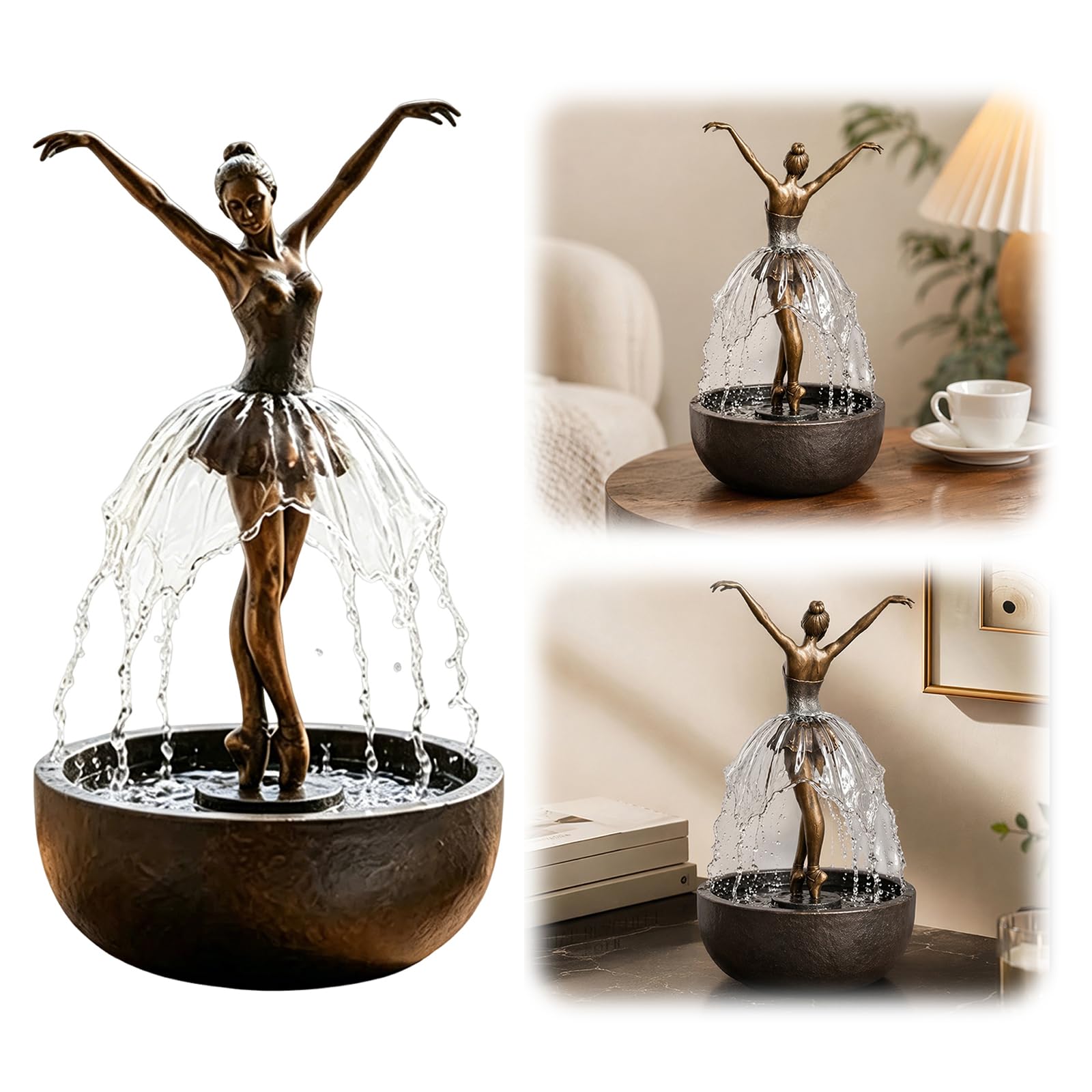 Girls Delicate Dancing Water Feature Statue Resin Ballet Figure