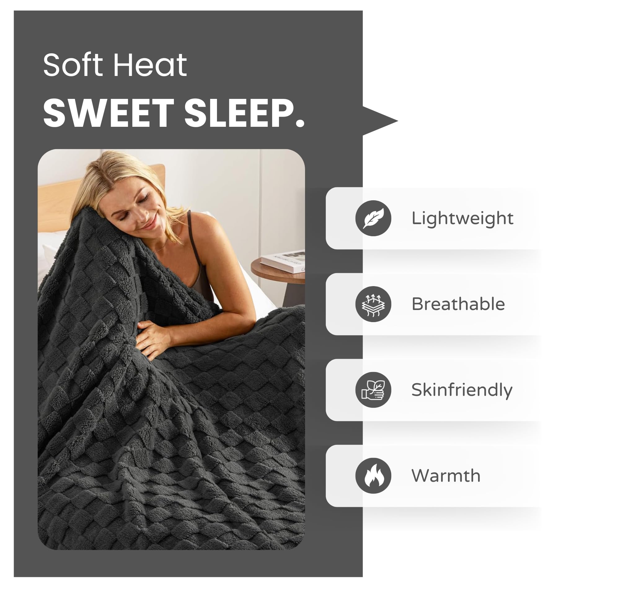 SANMARINO Luxury Coral Flannel Blanket, 350 GSM – Ultra-Soft Plush, All-Season Comforter (Grey, Double, 1800 g, 86x88 Inches) 2