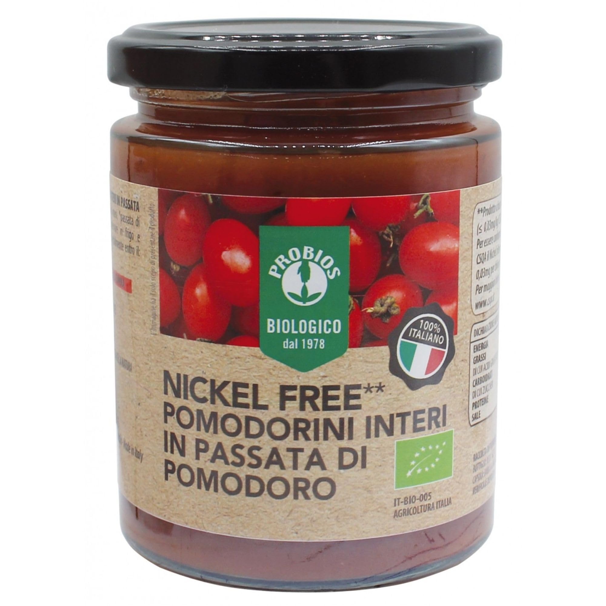 Let's Organic MARKETProbios Cherry Tomatoes Nickel Free Whole Tomato Puree 300g