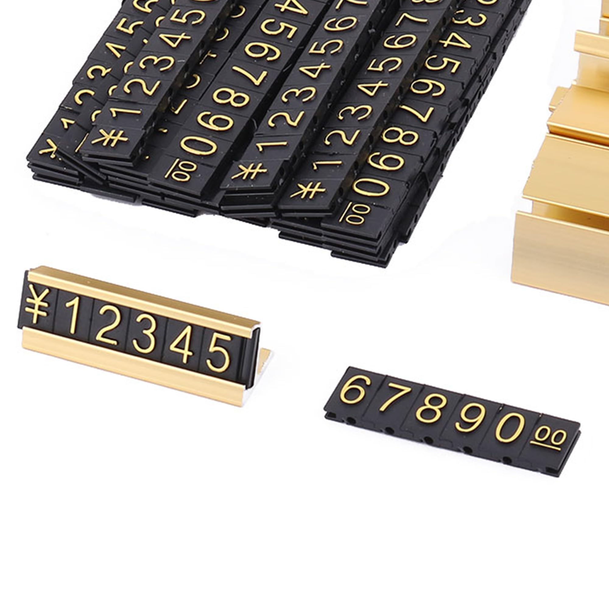 Amazon | uxcell 価格表示カウンタースタンド 調節可能な値札スタンド 金属ベース付き 宝石用 ドル価格表示 キューブブロックキット  小売店用 金色 16セット | POP用紙・値札 | 文房具・オフィス用品