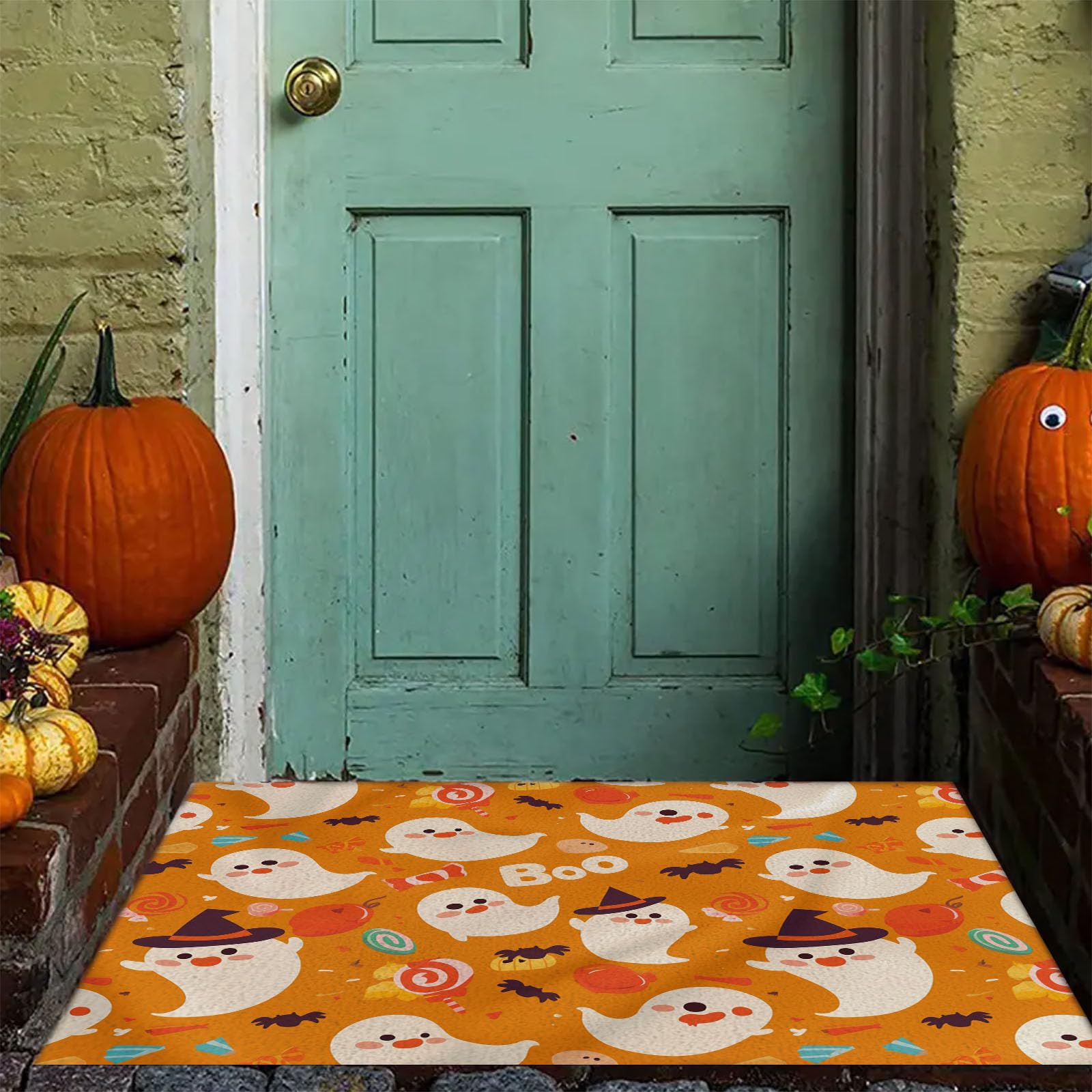 Felpudo de Celebración De Halloween, Tapete Decorativo Festivo, 80x120cm | Tapetes de Bienvenida Fantasma Juguetón Antideslizante, Alfombra Suelo Estacional para decoración Interior y Exterior