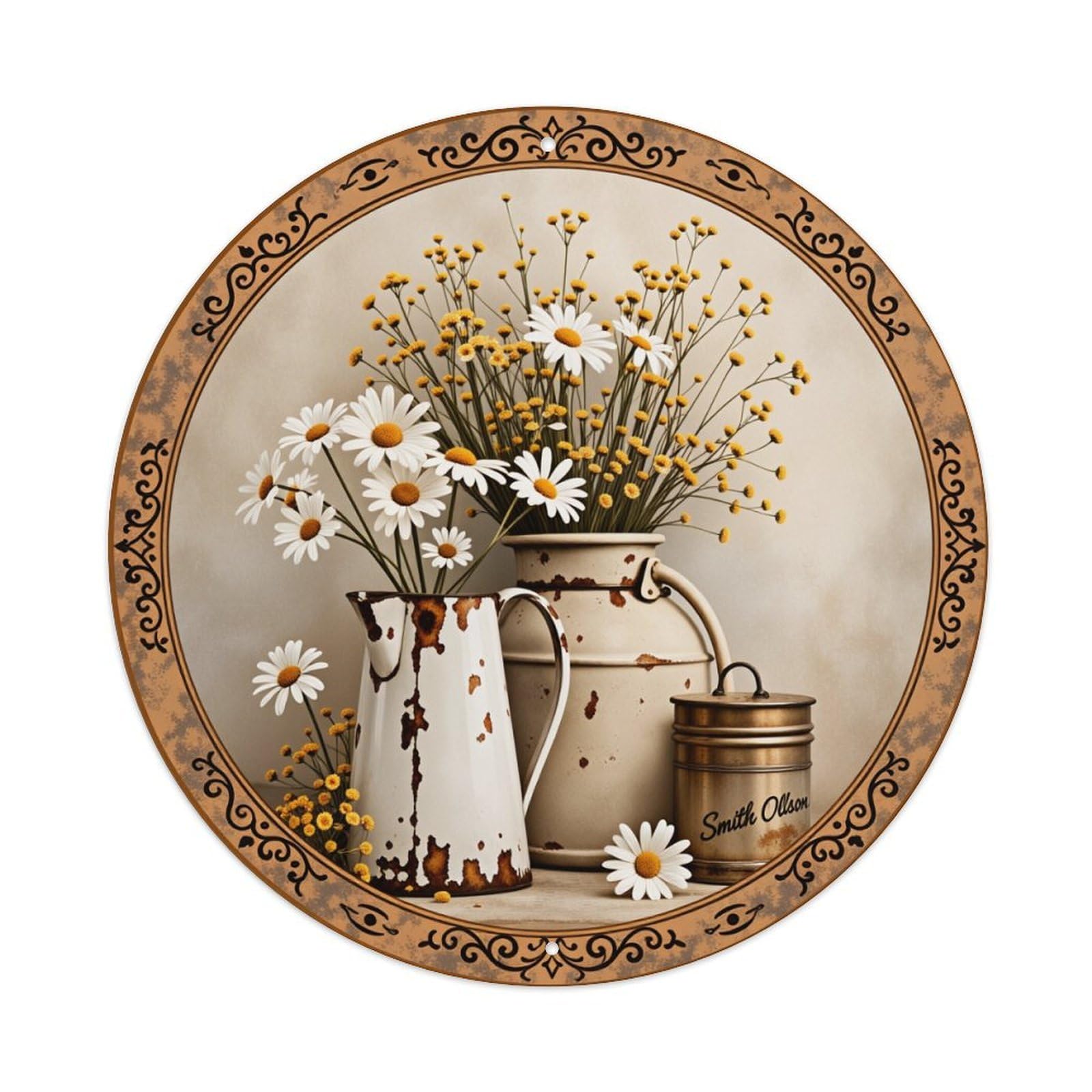 Floral Still Life Vase Arrangement Metal Tin Sign Vintage Garden Bedroom Cafe Bar Man Cave Home Wall Decor Metal Poster 8x8 inches