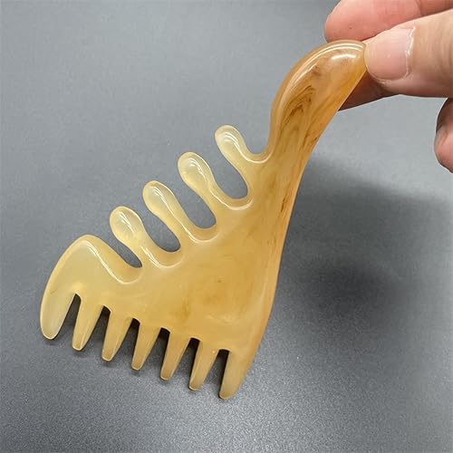 Massage Comb Head Face Scalp Gua Sha Massager Facial Resin Wide Tooth Guasha,coffee