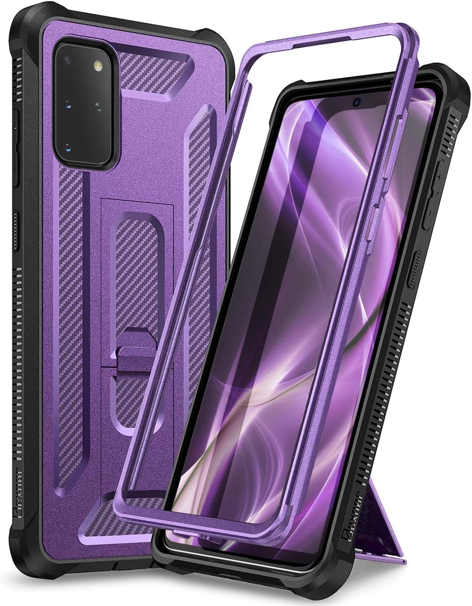 Dexnor Galaxy S20+ Plus 5G Case with Kickstand Full Body Heavy Duty Military Grade Protection Defender Shockproof TPU Bumper Rugged Protective Case for Samsung Galaxy S20 Plus 5G 6.7" Purple