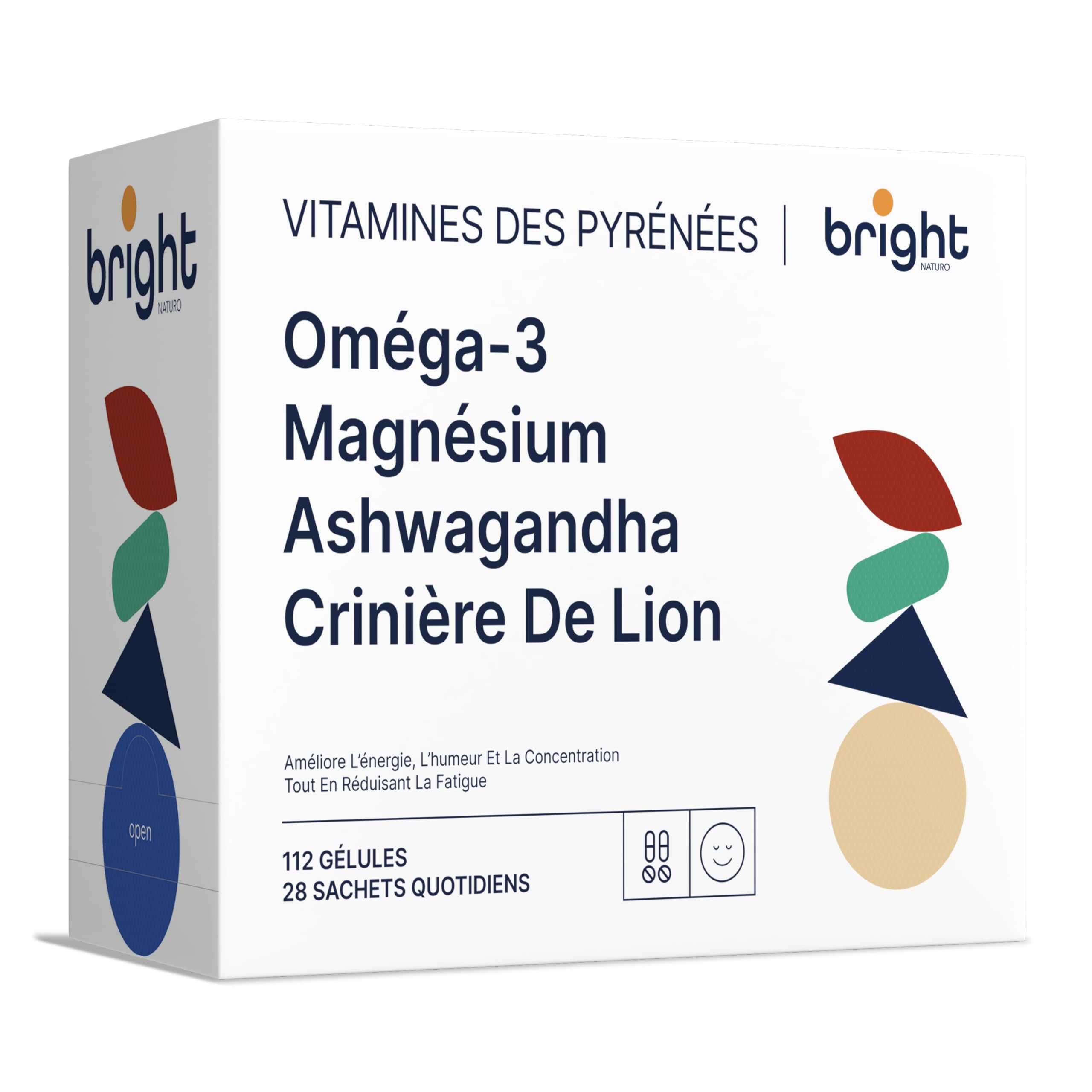 Ashwagandha, Crinière de Lion, Magnésium, Omega 3 - SmartAbsorb™ | équilibre mental, calme et concentration | 28 sachets quotidiens