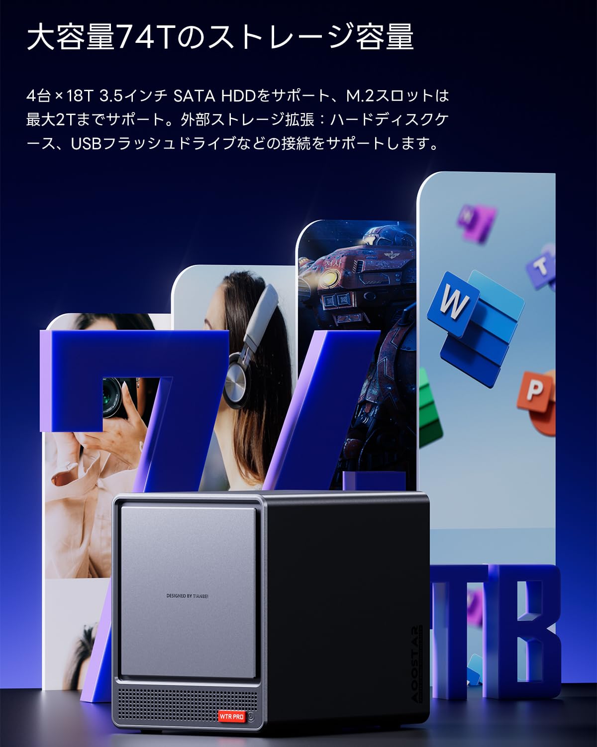 AOOSTAR WTR PRO Twin Lake N150 4-Bay NAS-mini PC, 16 GB RAM 512 GB