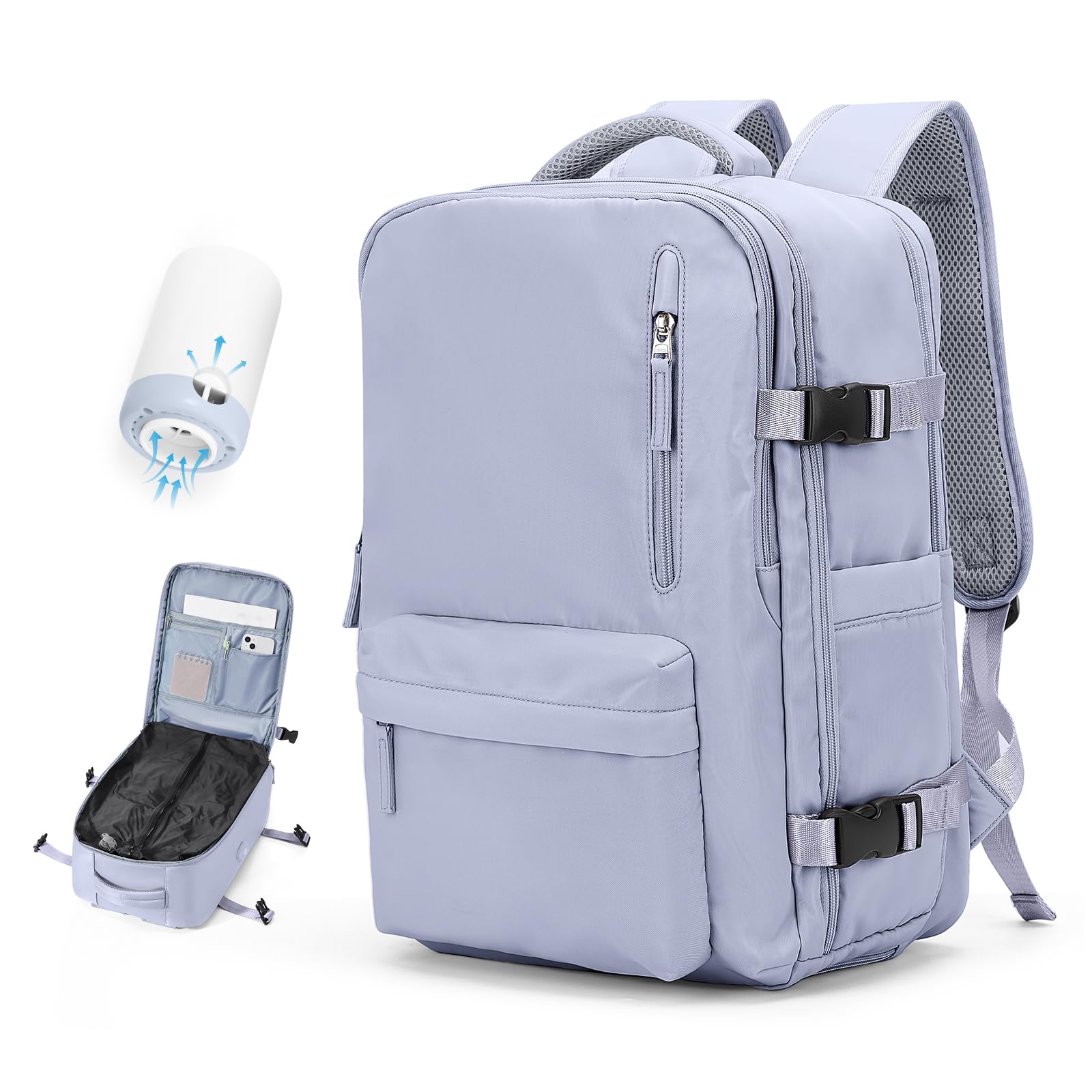 Cabin Bags for Travel, Underseat Carry on Hand Luggage Backpack for Women Airplane Approved Travel Backpack Personal Item Travel Bag 14 inch Laptop Backpack for Business Casual Work Beige — view 48