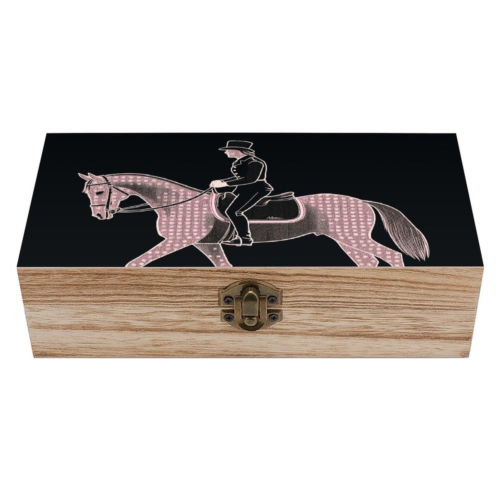 FodPand Decorative Keepsake Box Wooden Storage Boxes with Hinged Lid Handmade Dressage Rider Horse Wood Organizer Memory Treasure Box for Jewelry Craft Card Photo Storage Wedding Bridal Shower Gifts