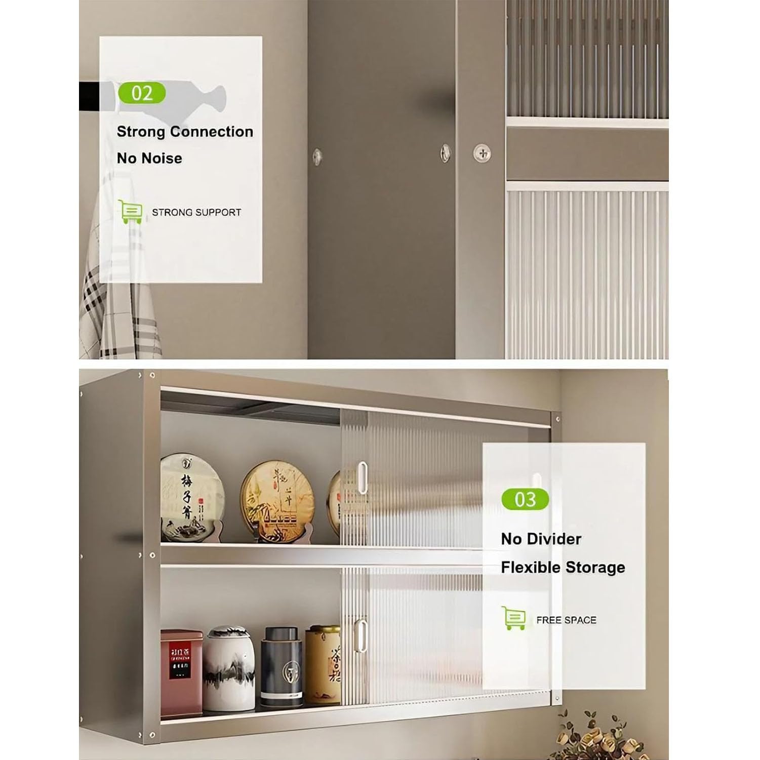Pensili Cucina Sospesi in Acciaio Inox con Ante Scorrevoli Mobile Pensile da Parete per Cucina Armadietto di Stoccaggio Murale per Cucina Bagno Ufficio,01,60x30x40cm