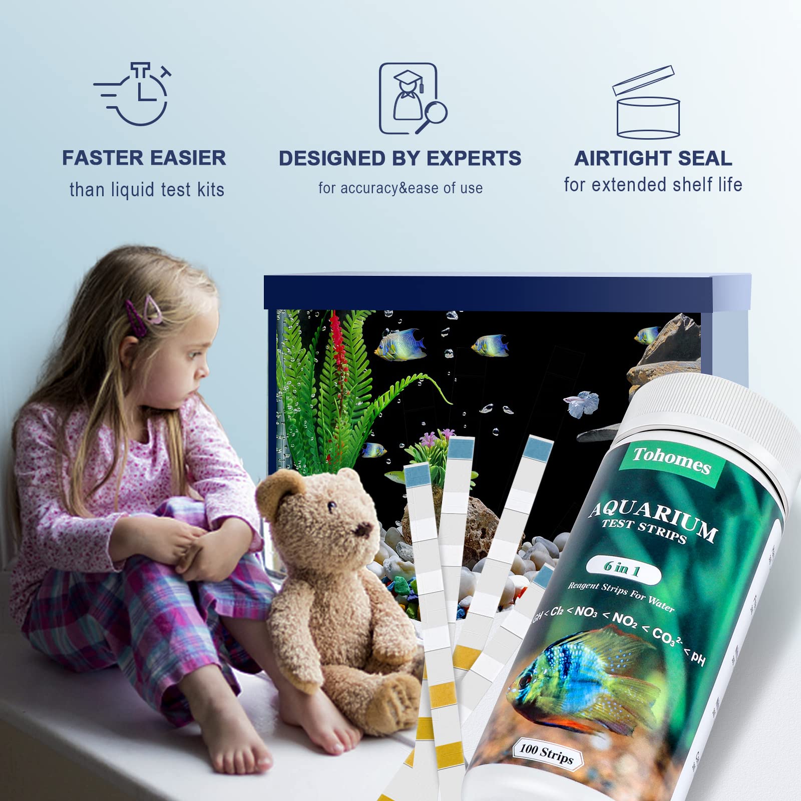 Buy Aquarium Test Strips, 6 in 1 Fish Tank Test Kit, 100 Strips