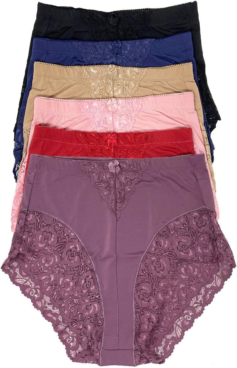 Women's 6 Pack High Waist Cool Feel Brief Underwear Panties S-5xl