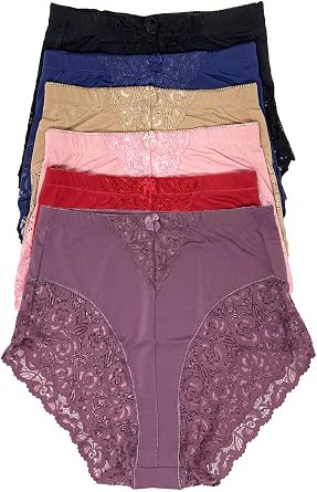 Womens 6 Pack High Waist Cool Feel Brief Underwear Panties S-5xl