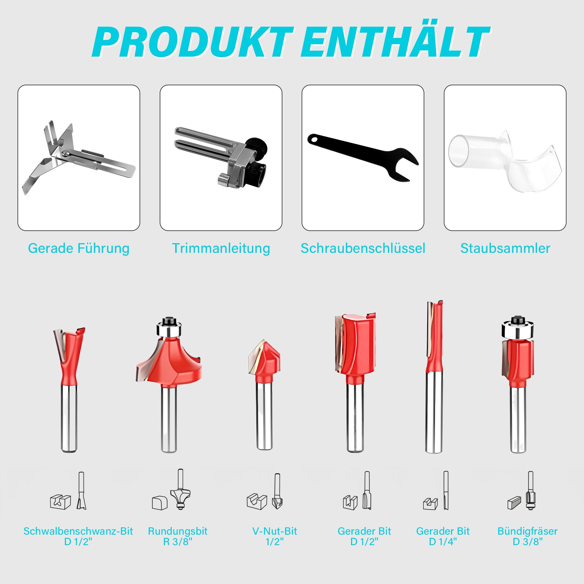 Akku Oberfräse für Makita 18V LXT Akku, 800W Bürstenloser Oberfräse mit 5 Geschwindigkeiten, MAX.30000 U/min, Akku Kantenfräse Einhandfräse mit 1/4" Fräser (ohne Akku)
