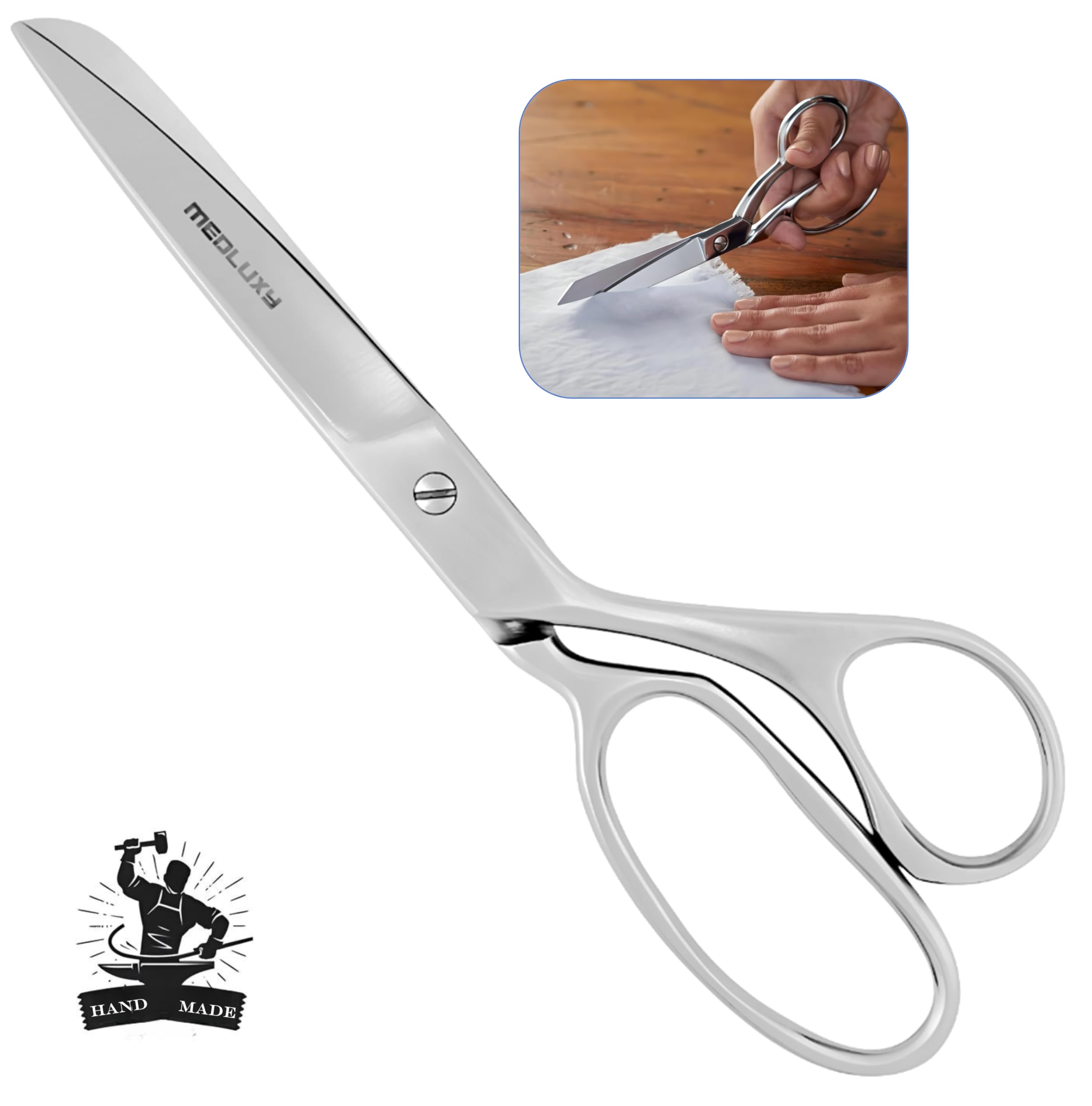 Tijeras de sastre de 23 cm - Acero inoxidable (acero inoxidable inox) tijeras para el polvo tijeras textiles profesionales costurera sastre Heavy Duty Coupeus Tijeras Cuero duradero, tela, afición