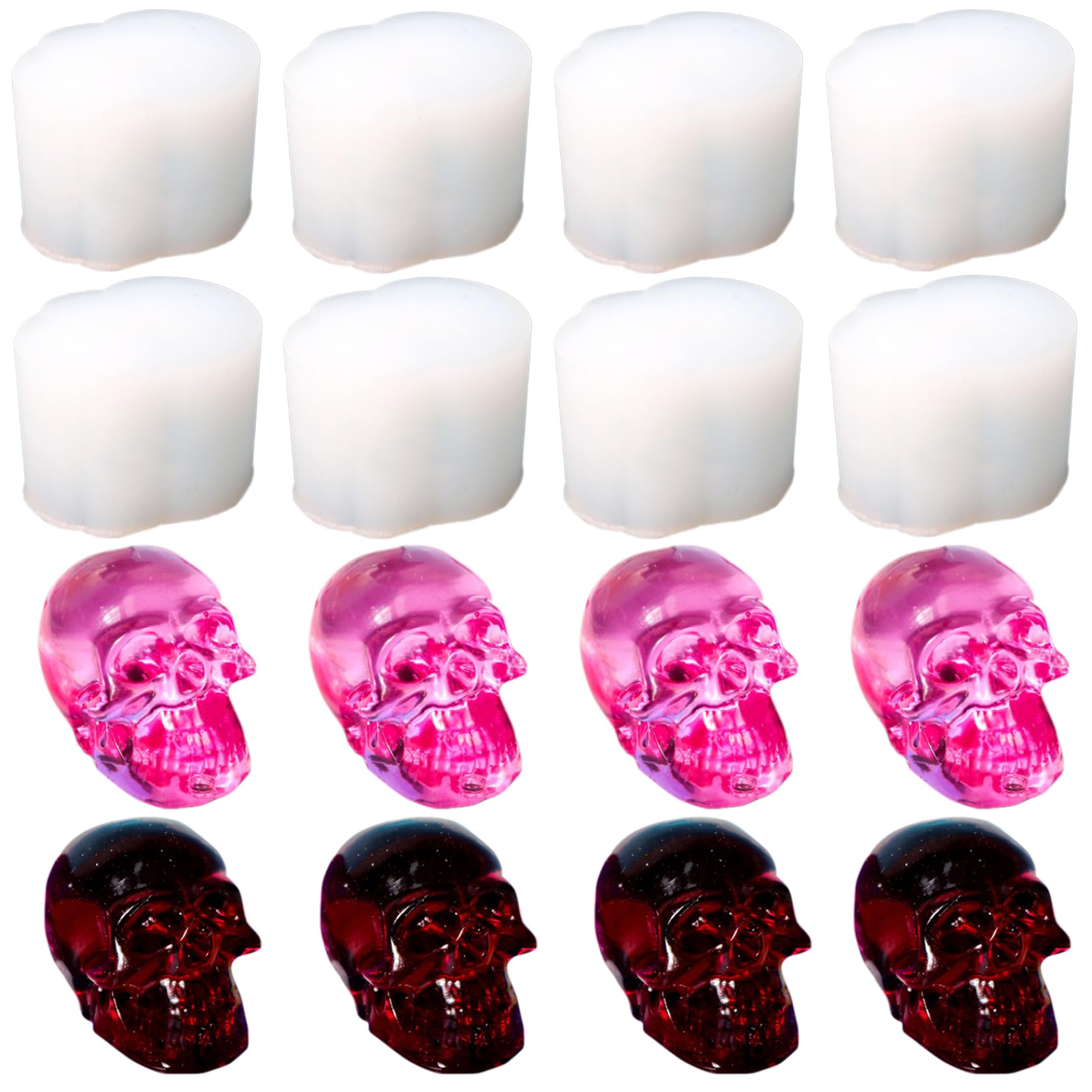 DAGLLGEW Skull Mold 8Pcs Realistic Skull Silicone Mold DIY Easy Release Mini Food Grade Washable Reusable Resin Molds for Crafts Keychain Bracelet Mini MoldSkull Silicone