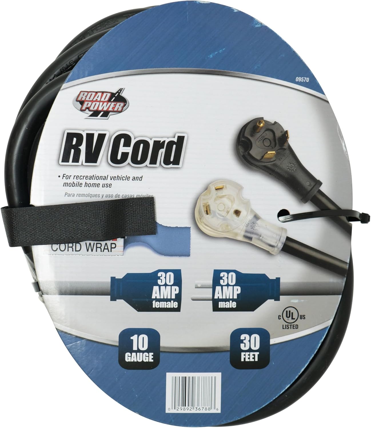 Southwire Road Power Extra Heavy Duty RV Extension Cord - 30 Amp Capacity - 10 Gauge 3 Conductor Design - 30 Ft Weather Resistant Extension - Black STW RV Extension Cord