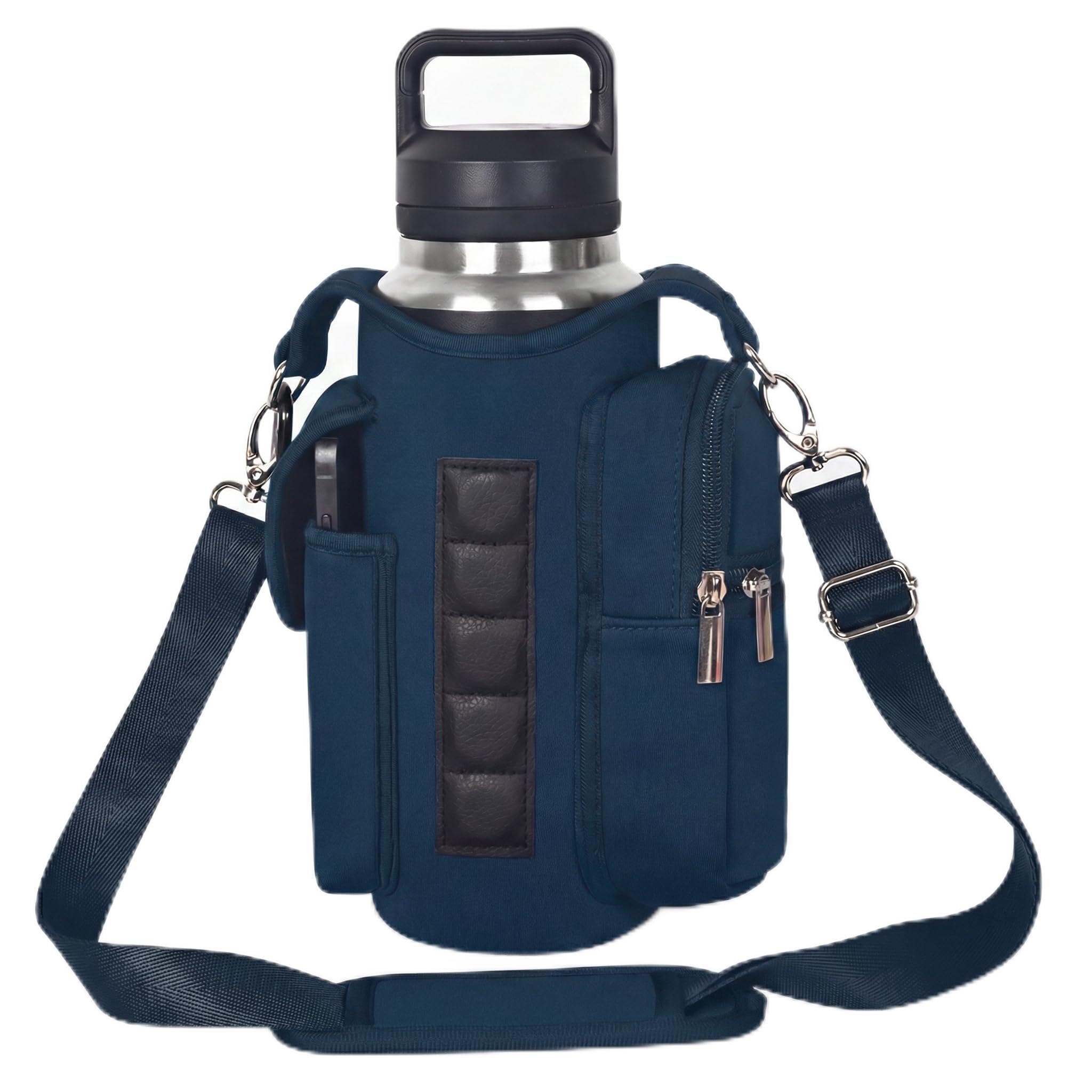 Magnetic Gym Tote Bag Holder for 18-40 oz Water Bottle,Neoprene Pouch with Phone Pocket,Men Women Workout Accessories