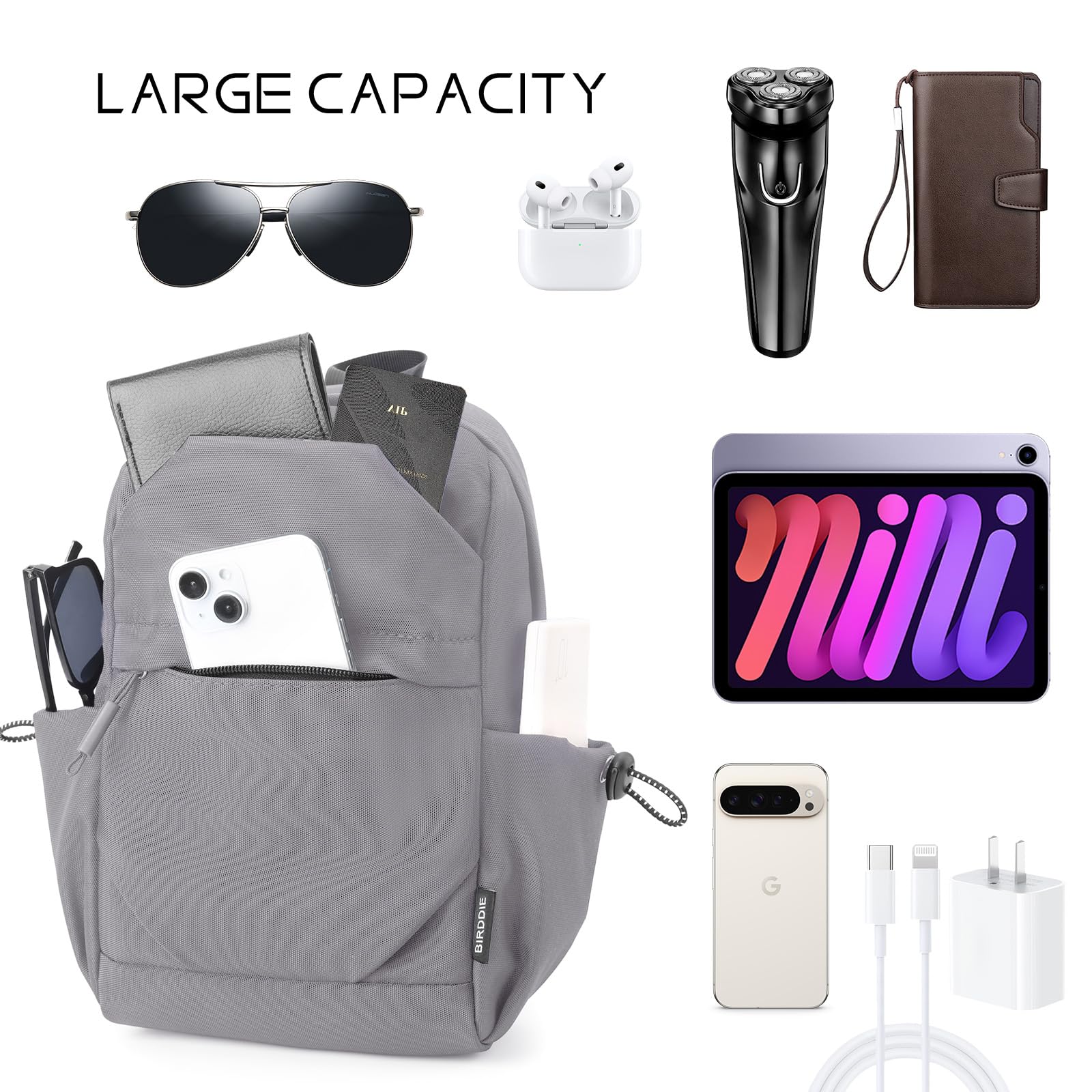 Sac à bandoulière avec bandoulière réglable pour les voyages, la randonnée, le shopping, les loisirs et le sport