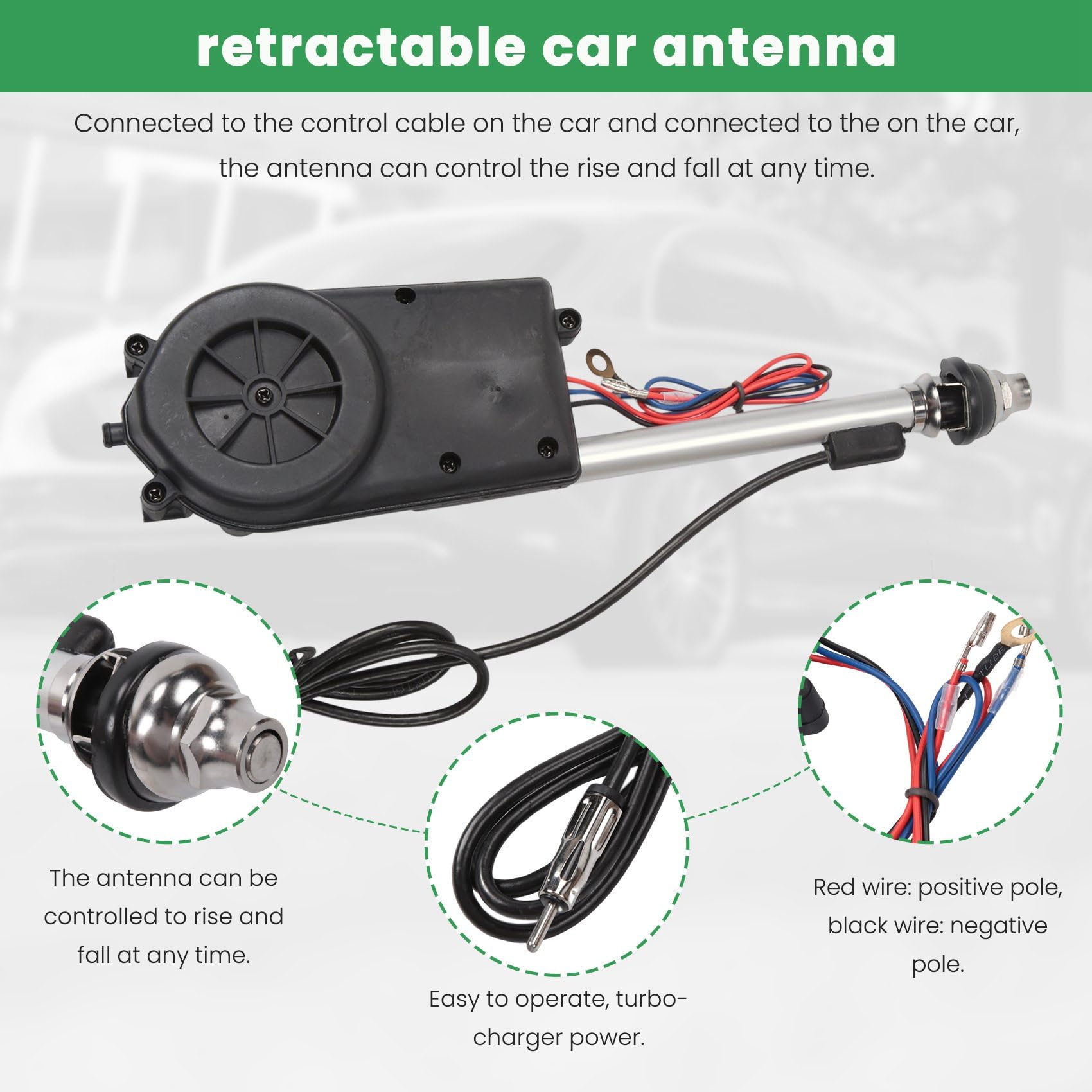 Antena AutomáTica de EnergíA EléCtrica Universal Coche SUV Am y FM Radio MáStil Antena 12V