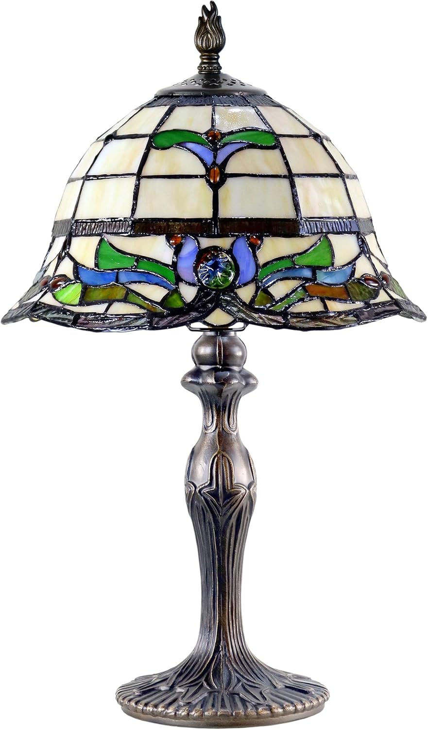 Dale Tiffany TT24081 Jassmyne Tiffany Table Lamp with Handmade Art Glass Shade, Fieldstone Finish, 18.5" Tall