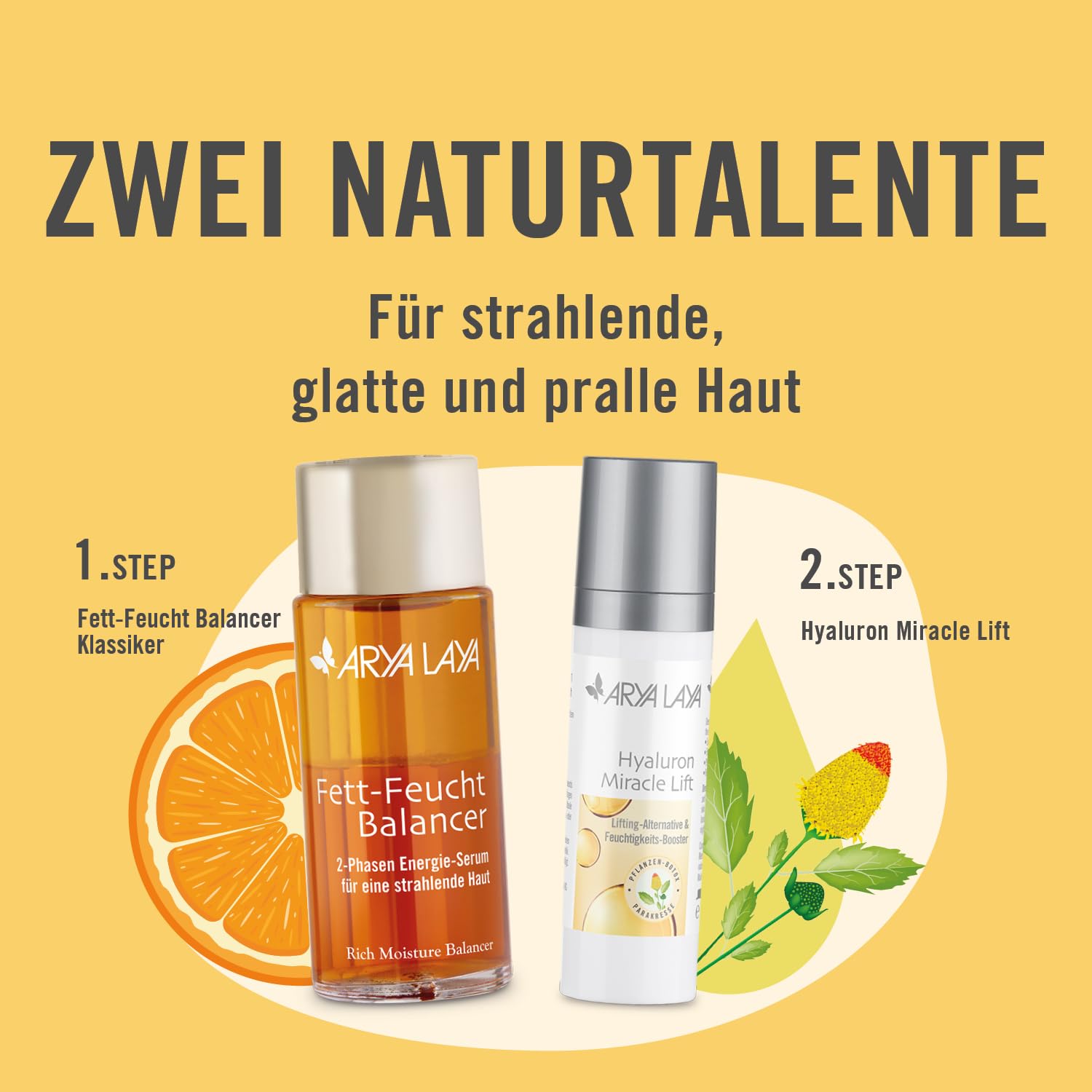 ARYA LAYA Hyaluron Miracle Lift, 50 ml | Pflanzliche Lifting-Alternative, Feuchtigkeits-Serum & Hyaluron-Booster mildert Falten, für viele Hauttypen, vegan