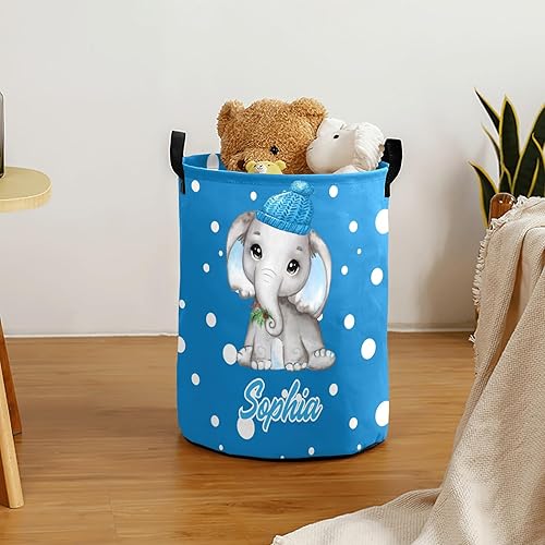 Miniatura 3 de Cesta de lavandería personalizada con diseño de lunares, color azul, impermeable, con asas, plegable, cesta de almacenamiento para oficina y baño