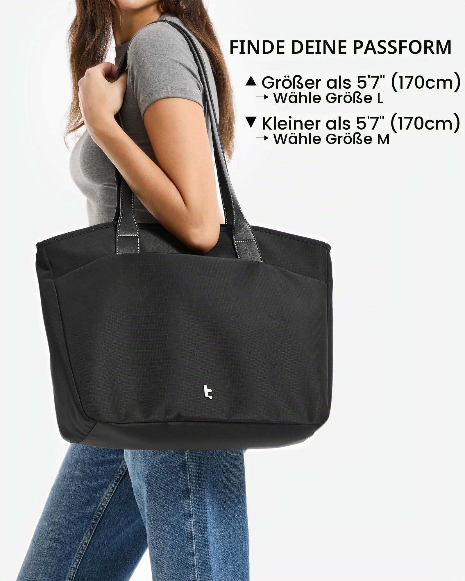 tomtoc Laptop Tote Bag für Damen, 16-Zoll Laptop Schultertasche Bürotasche Arbeitstasche mit Laptopfach, 18L Groß Henkeltasche Handtasche für Arbeit Business Uni Schule Reisen, Schwarz