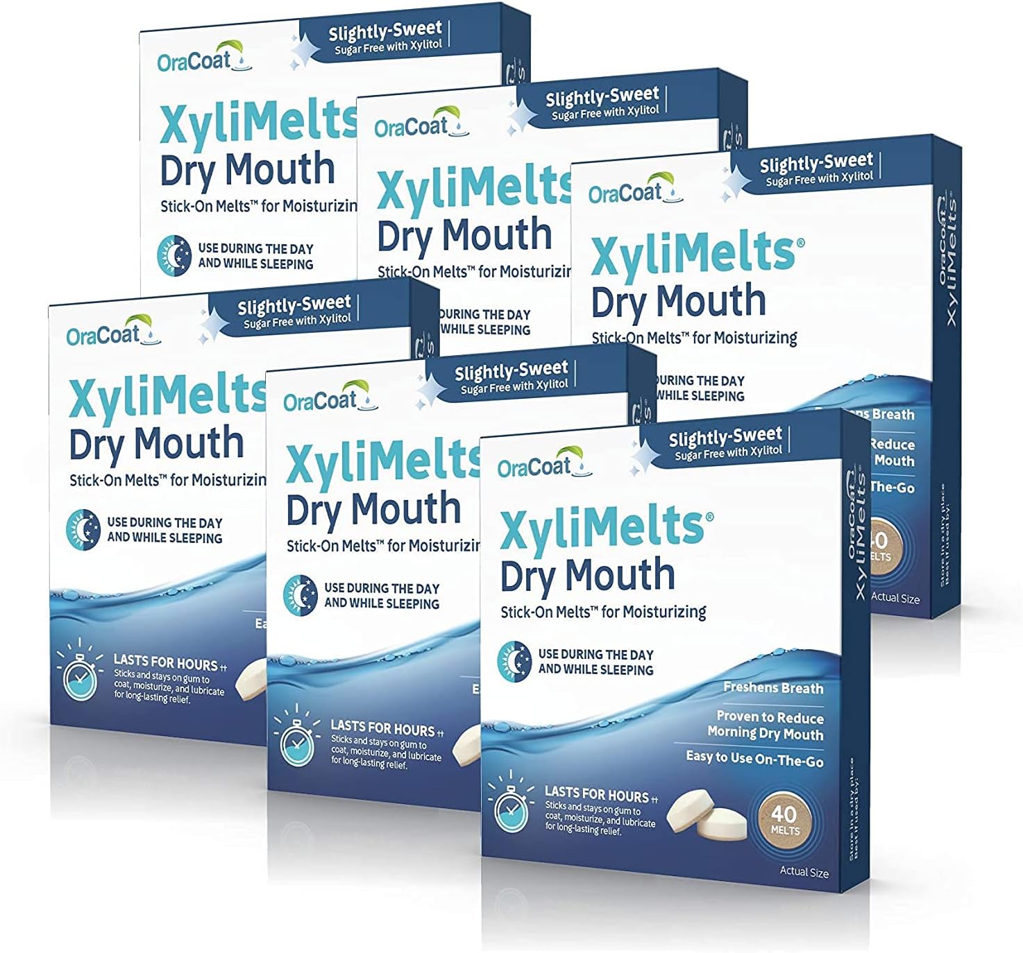 OraCoat XyliMelts Dry Mouth Relief Moisturizing Oral Adhering Discs Slightly Sweet with Xylitol